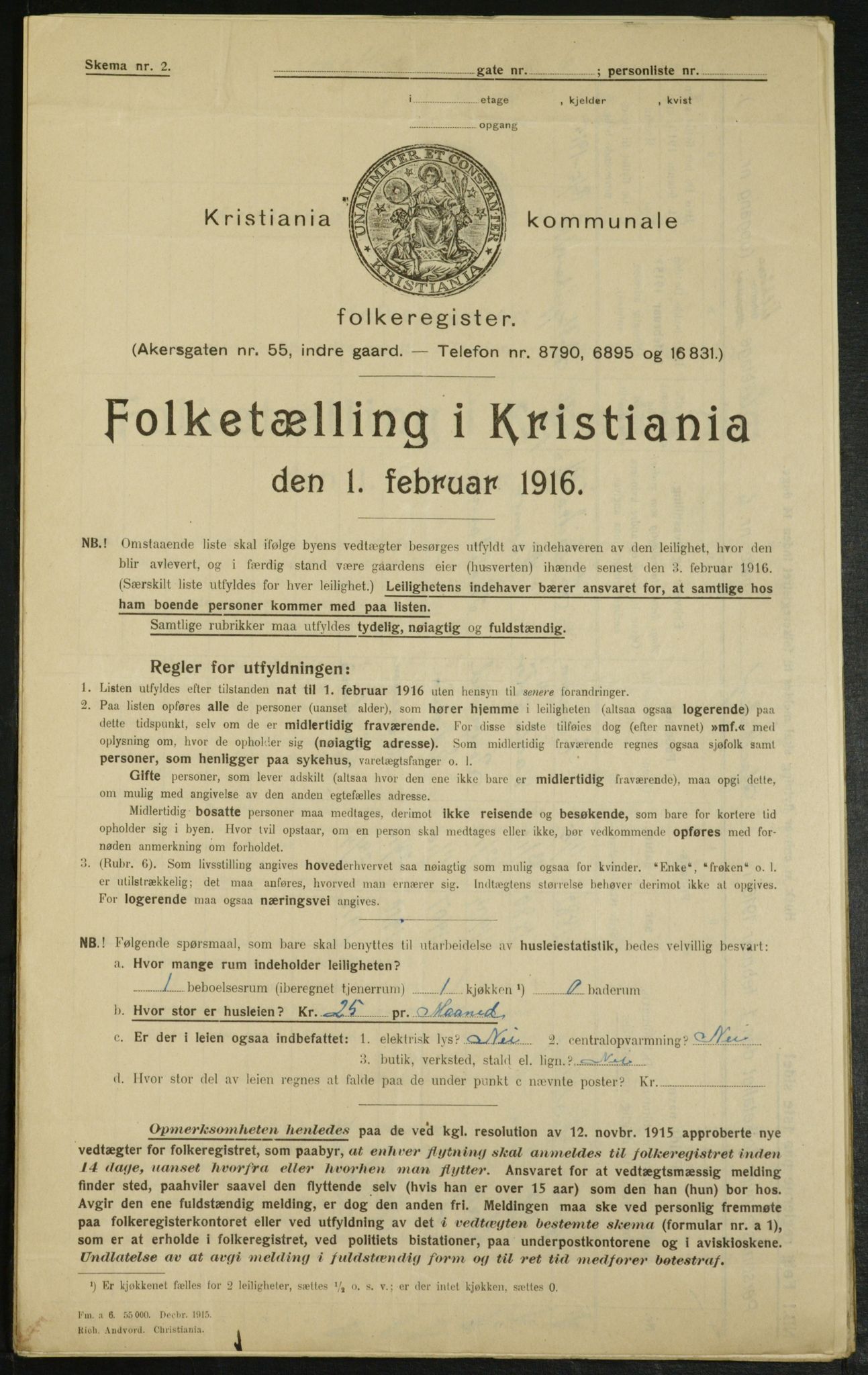 OBA, Municipal Census 1916 for Kristiania, 1916, p. 1392