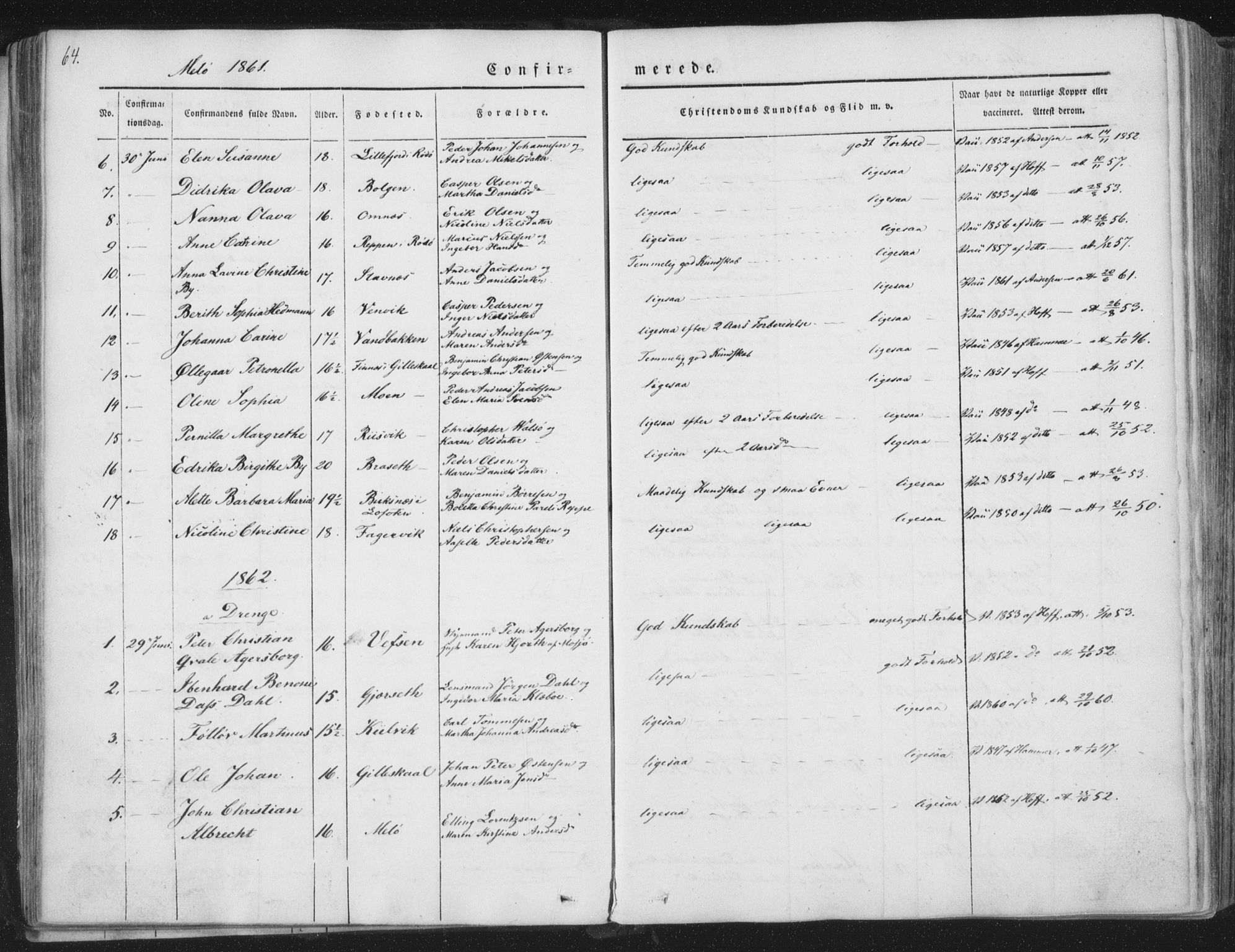 Ministerialprotokoller, klokkerbøker og fødselsregistre - Nordland, SAT/A-1459/841/L0604: Parish register (official) no. 841A09 /2, 1845-1862, p. 64
