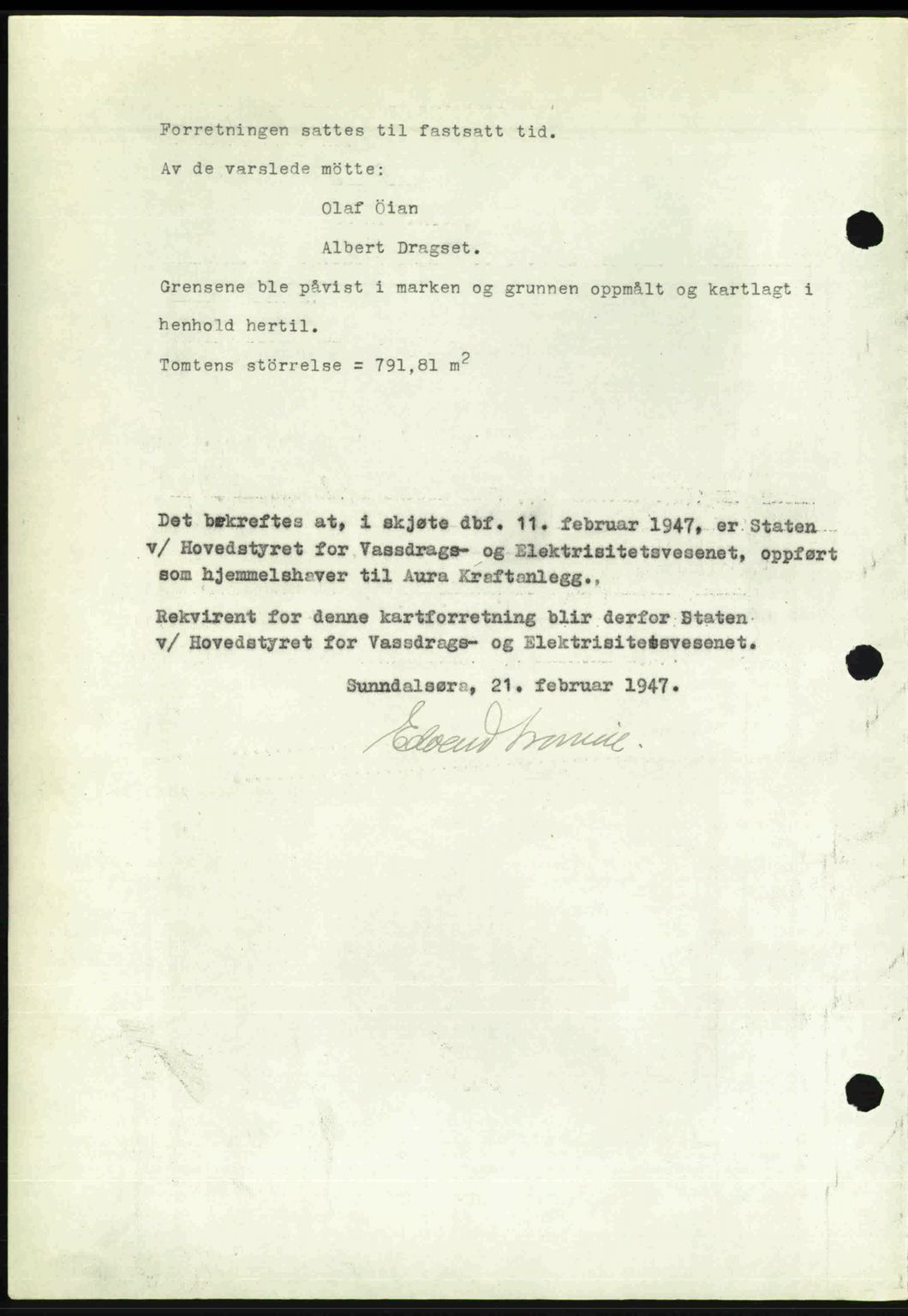 Nordmøre sorenskriveri, AV/SAT-A-4132/1/2/2Ca: Mortgage book no. A104, 1947-1947, Diary no: : 514/1947