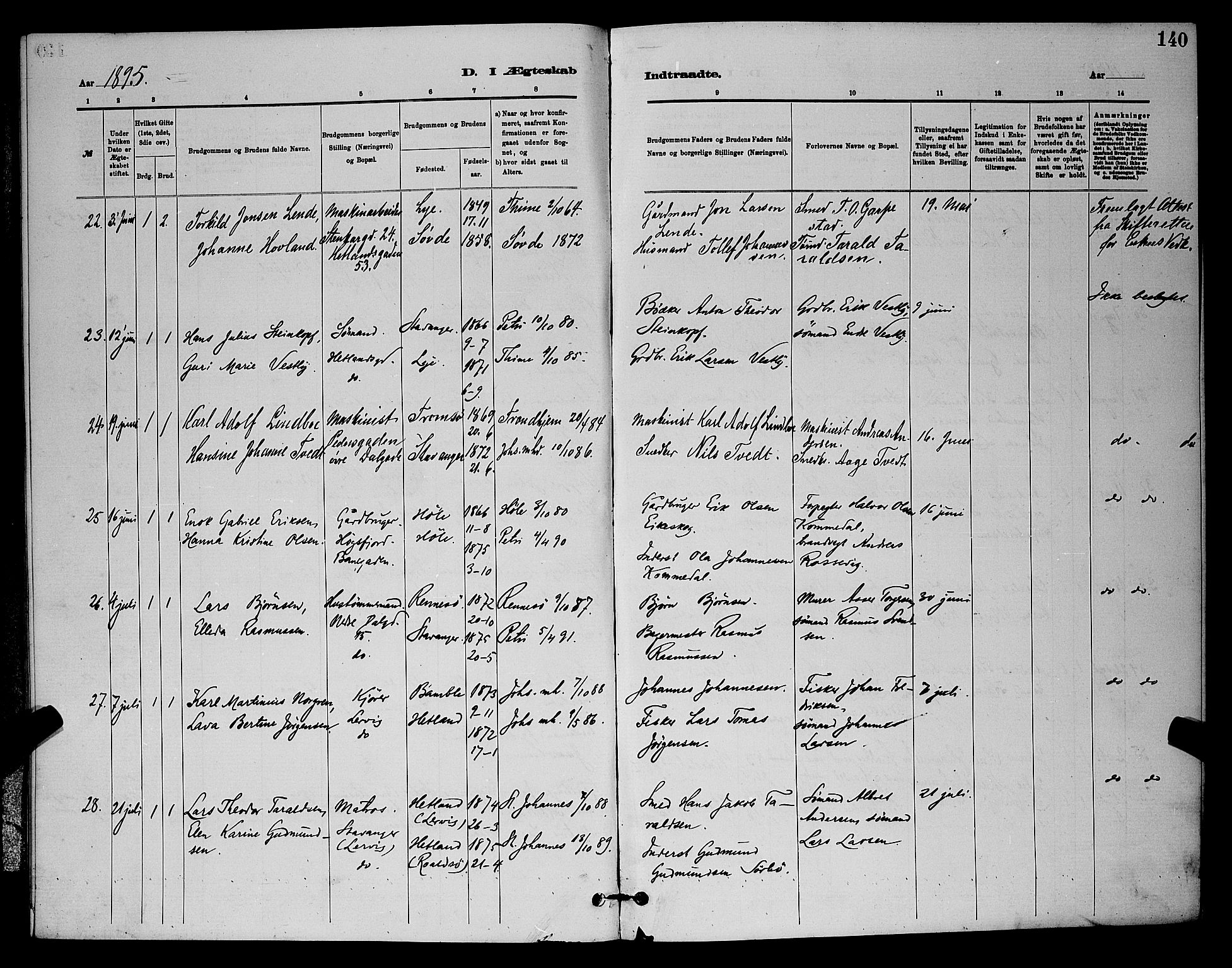 St. Johannes sokneprestkontor, AV/SAST-A-101814/001/30/30BB/L0001: Parish register (copy) no. B 1, 1885-1897, p. 140