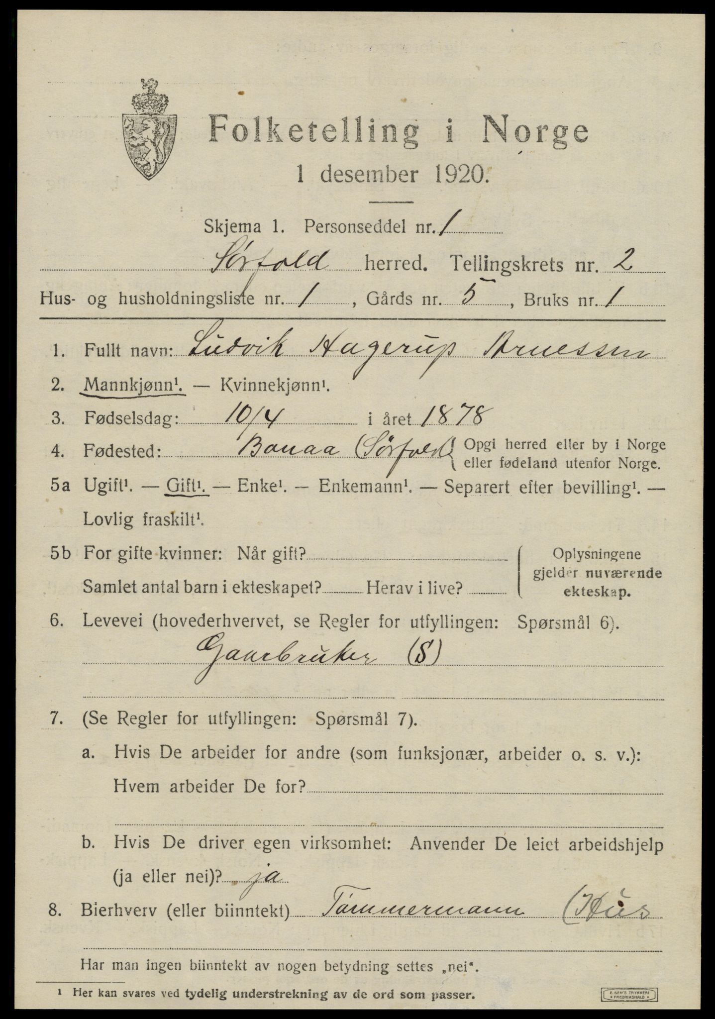 SAT, 1920 census for Sørfold, 1920, p. 1341