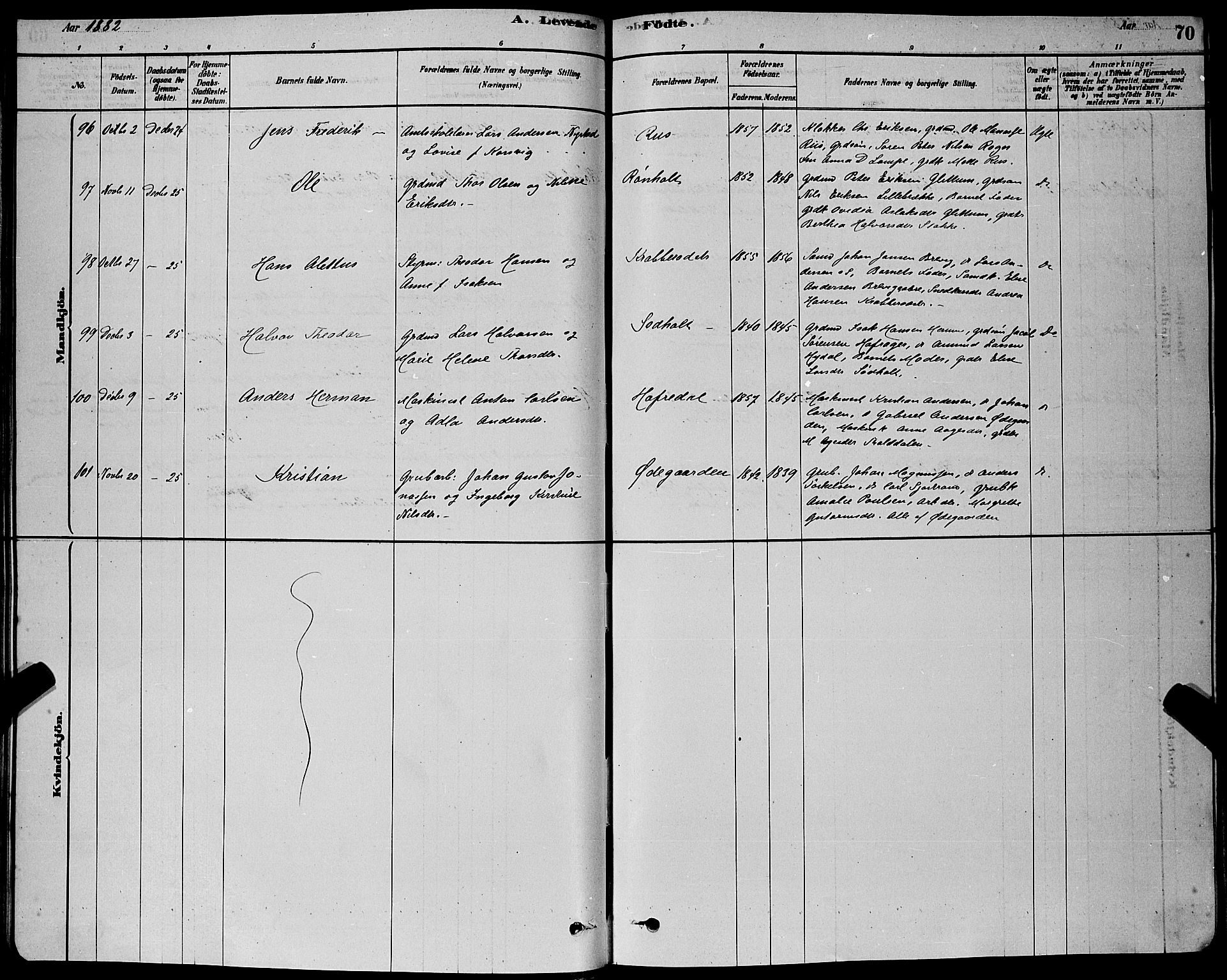 Bamble kirkebøker, AV/SAKO-A-253/G/Ga/L0008: Parish register (copy) no. I 8, 1878-1888, p. 70