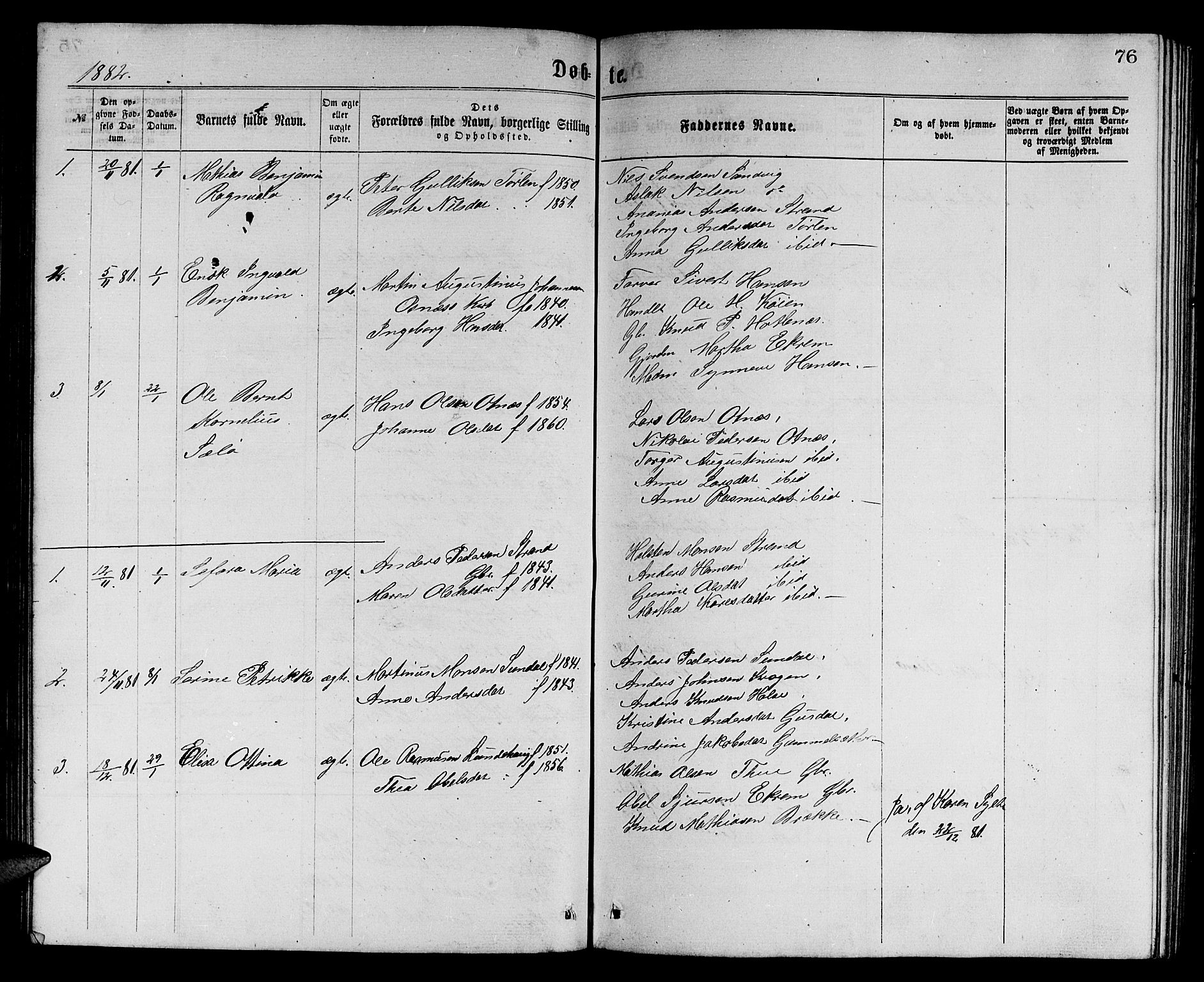 Ministerialprotokoller, klokkerbøker og fødselsregistre - Møre og Romsdal, SAT/A-1454/501/L0016: Parish register (copy) no. 501C02, 1868-1884, p. 76