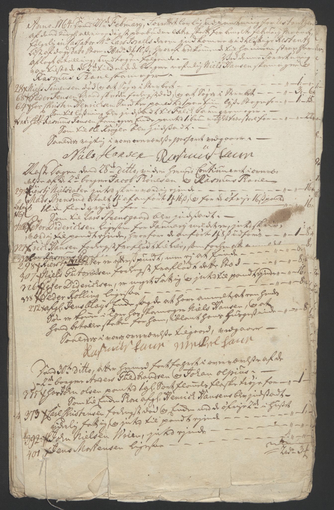 Rentekammeret inntil 1814, Reviderte regnskaper, Byregnskaper, AV/RA-EA-4066/R/Rf/L0119/0001: [F2] Kontribusjonsregnskap / Ekstraskatt, 1762-1767, p. 241