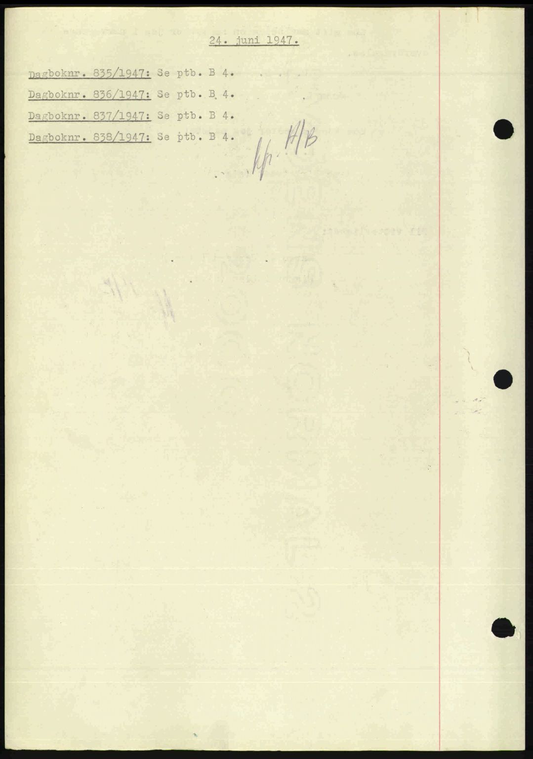 Nedenes sorenskriveri, AV/SAK-1221-0006/G/Gb/Gba/L0057: Mortgage book no. A9, 1947-1947, Diary no: : 835/1947