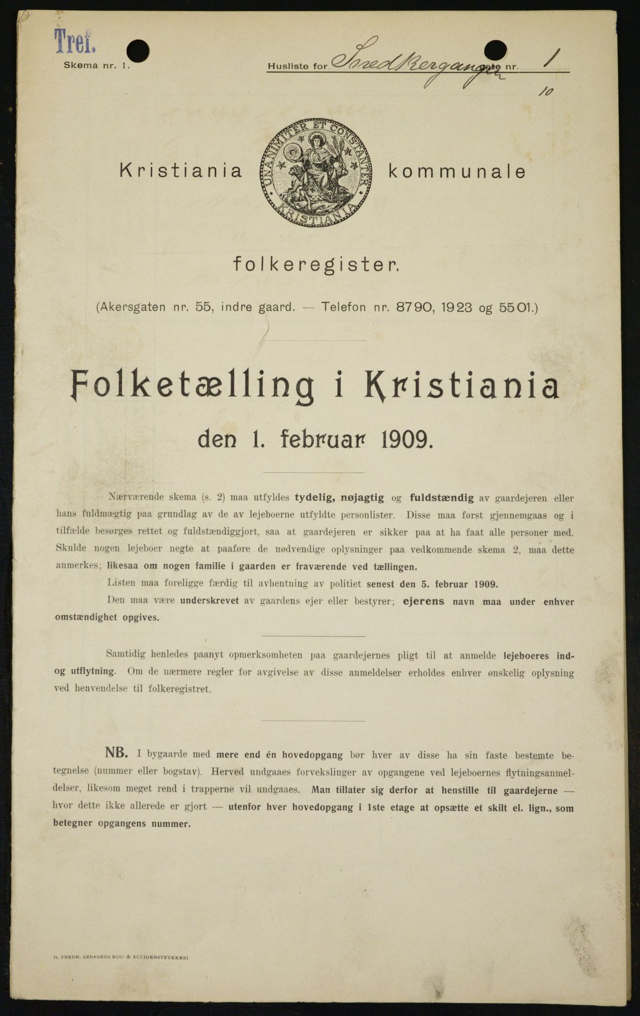 OBA, Municipal Census 1909 for Kristiania, 1909, p. 88784