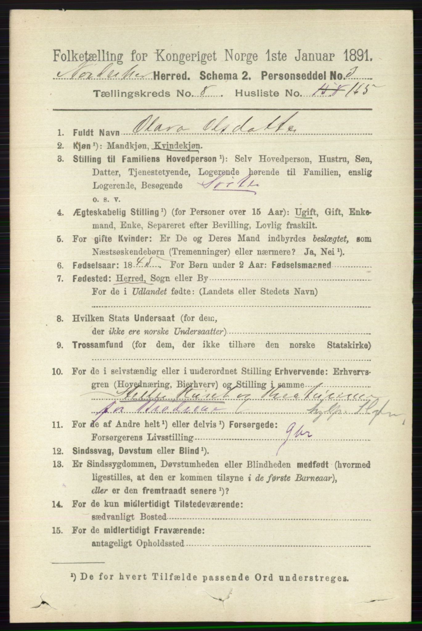 RA, 1891 census for 0613 Norderhov, 1891, p. 6476