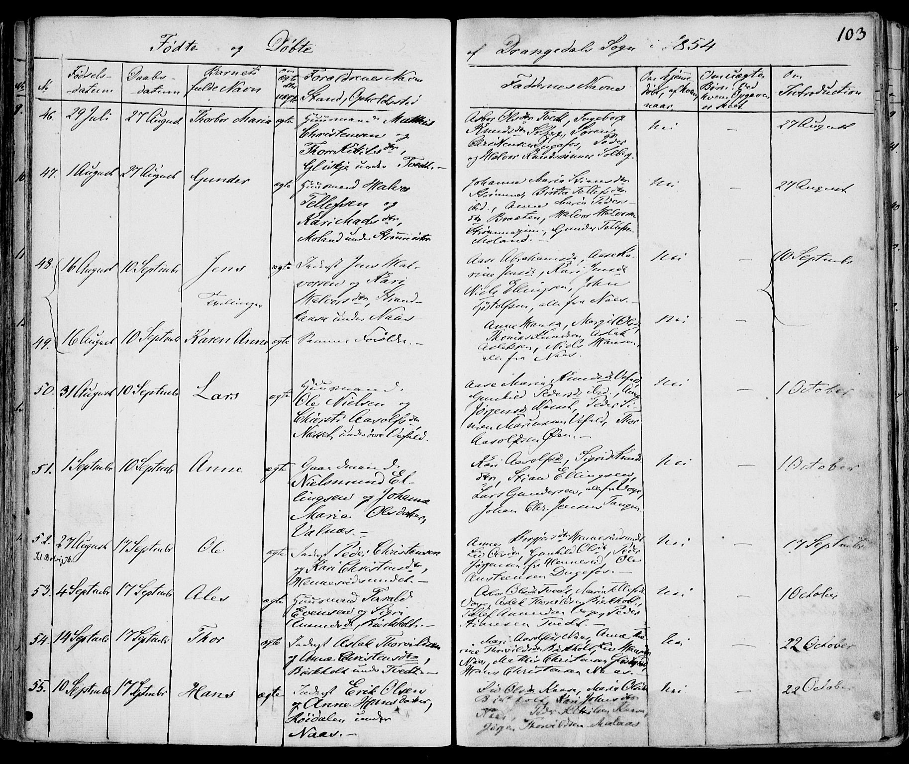 Drangedal kirkebøker, AV/SAKO-A-258/F/Fa/L0007a: Parish register (official) no. 7a, 1837-1856, p. 103