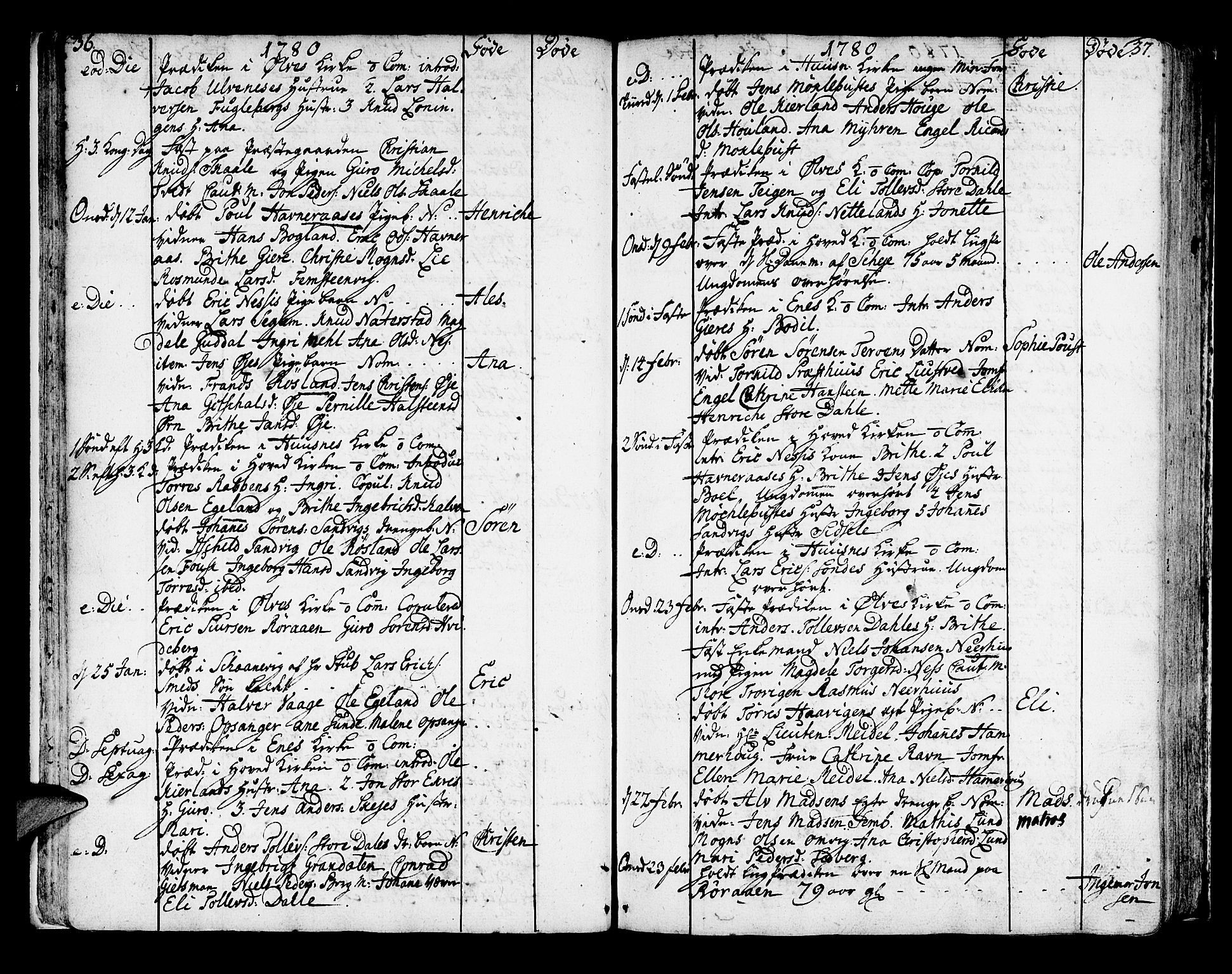 Kvinnherad sokneprestembete, SAB/A-76401/H/Haa: Parish register (official) no. A 4, 1778-1811, p. 36-37