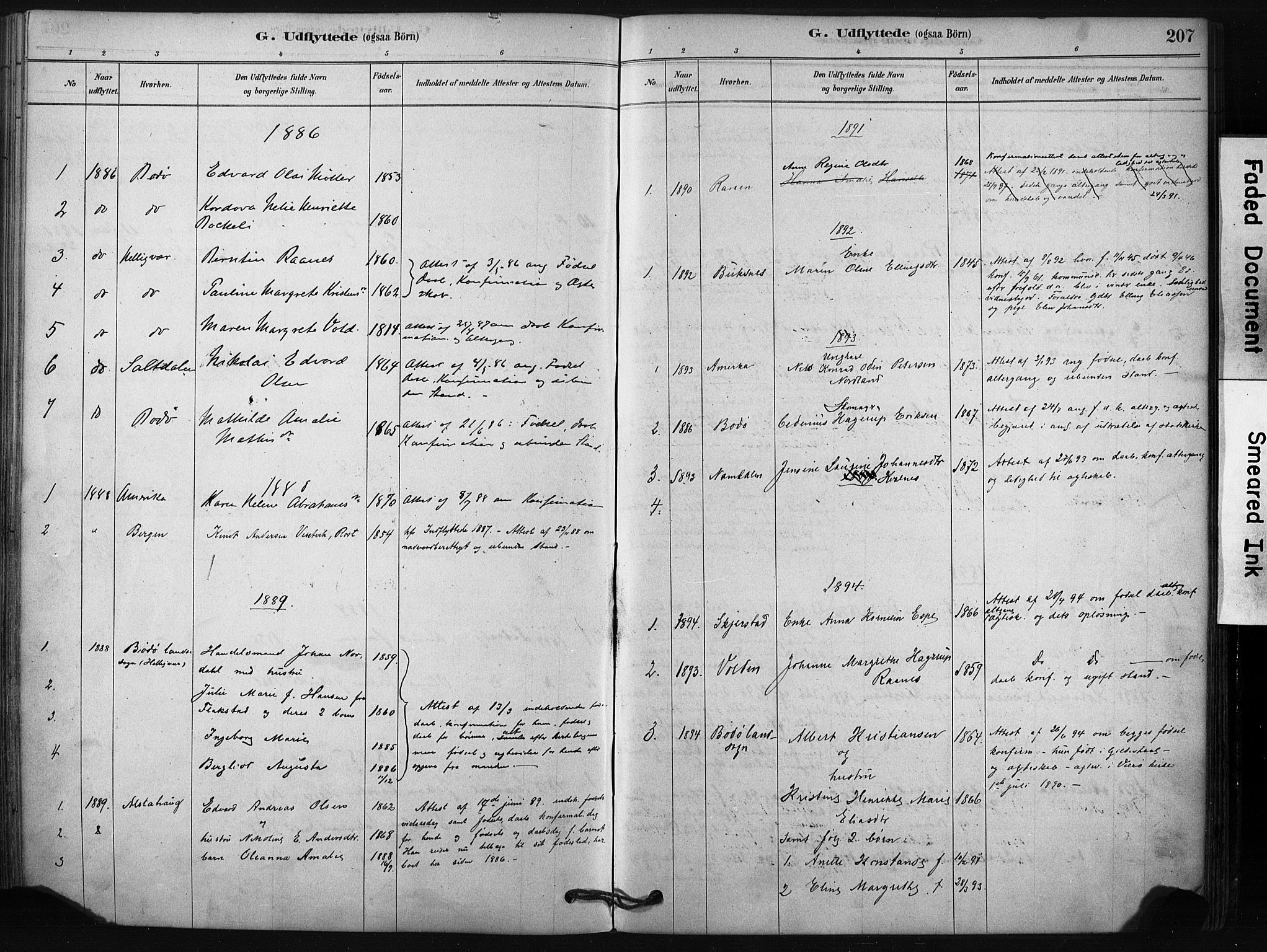 Ministerialprotokoller, klokkerbøker og fødselsregistre - Nordland, AV/SAT-A-1459/807/L0122: Parish register (official) no. 807A05, 1880-1902, p. 207