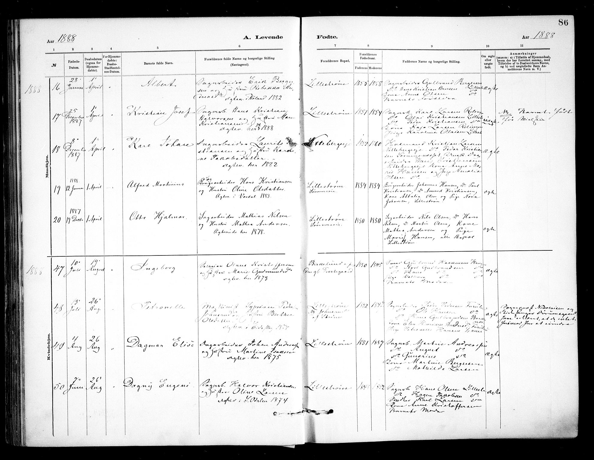 Skedsmo prestekontor Kirkebøker, SAO/A-10033a/F/Fa/L0013: Parish register (official) no. I 13, 1883-1891, p. 86