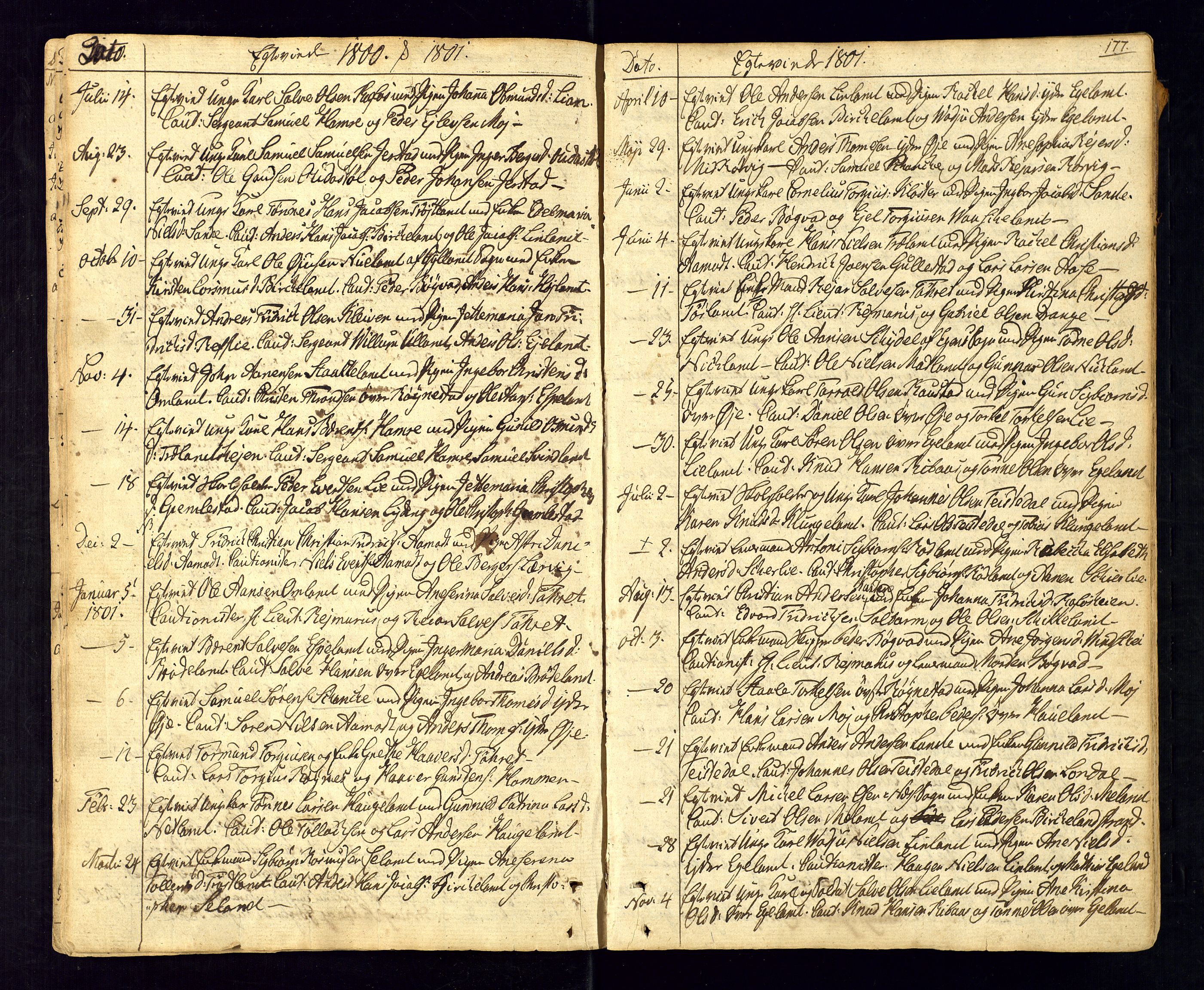 Kvinesdal sokneprestkontor, SAK/1111-0026/F/Fa/Fab/L0002: Parish register (official) no. A 2, 1789-1815, p. 177