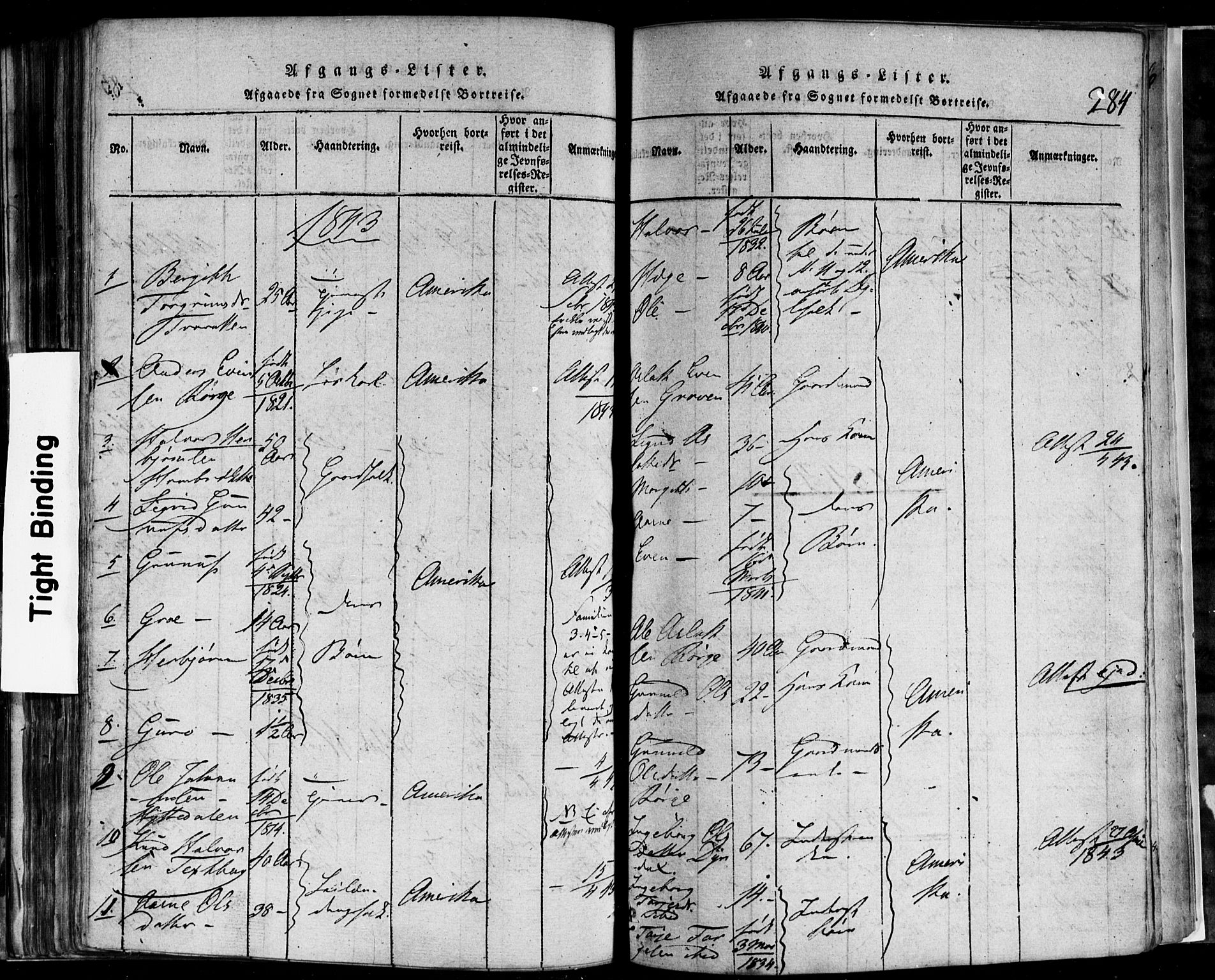 Rauland kirkebøker, SAKO/A-292/F/Fa/L0002: Parish register (official) no. 2, 1815-1860, p. 284