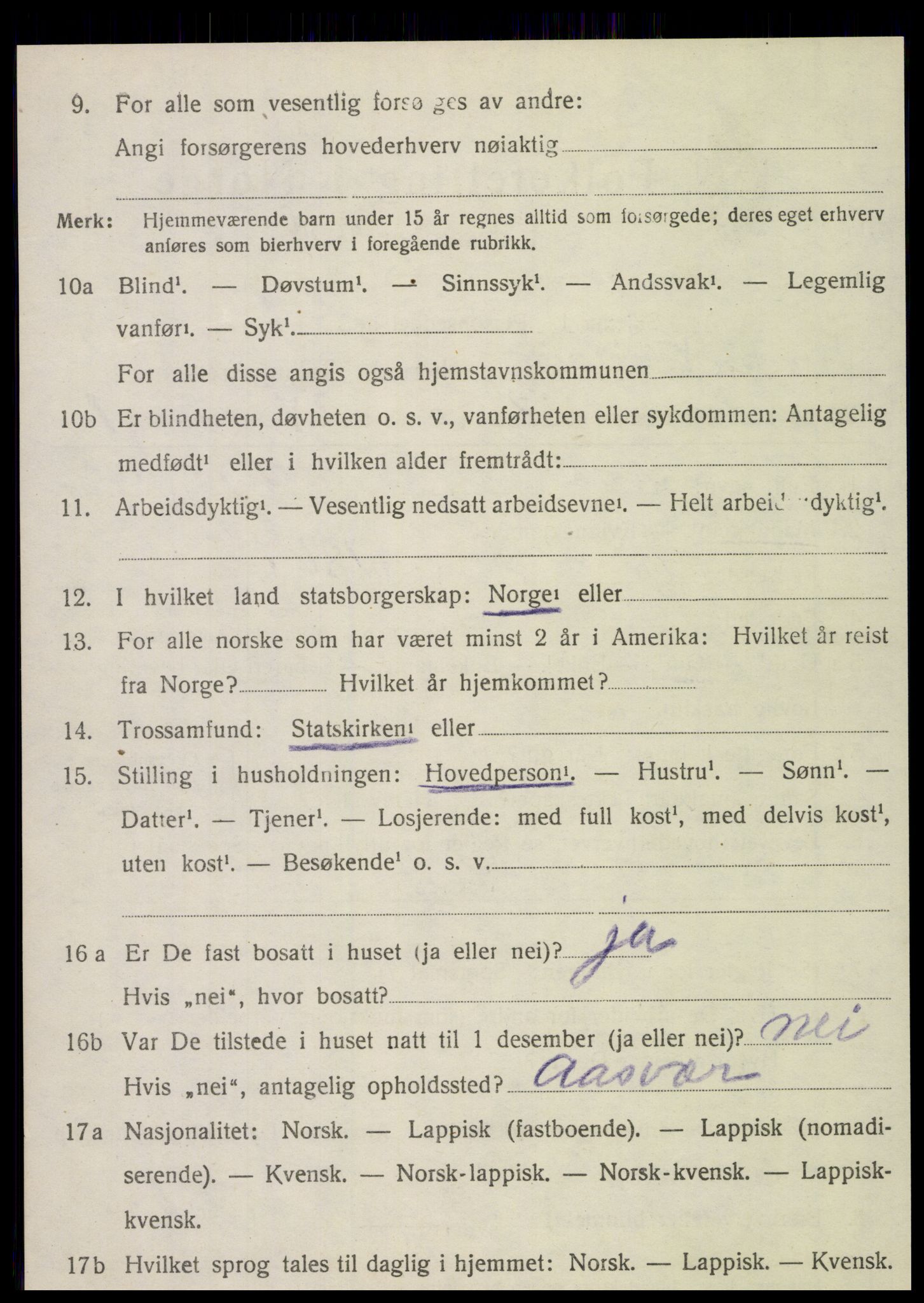 SAT, 1920 census for Nordvik, 1920, p. 1051