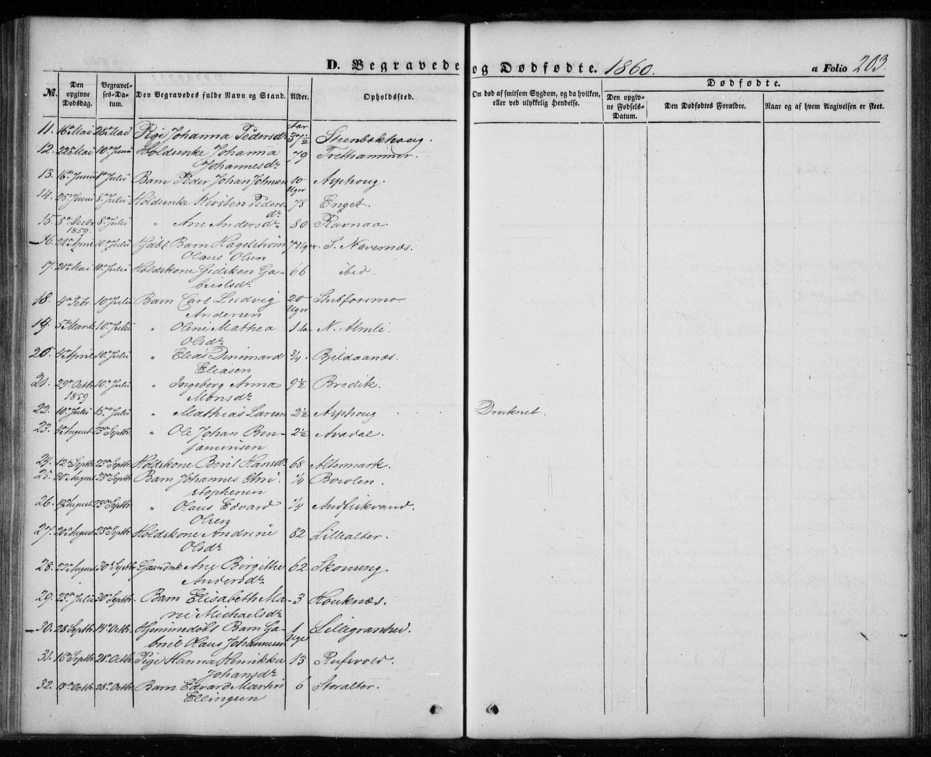 Ministerialprotokoller, klokkerbøker og fødselsregistre - Nordland, AV/SAT-A-1459/827/L0392: Parish register (official) no. 827A04, 1853-1866, p. 203