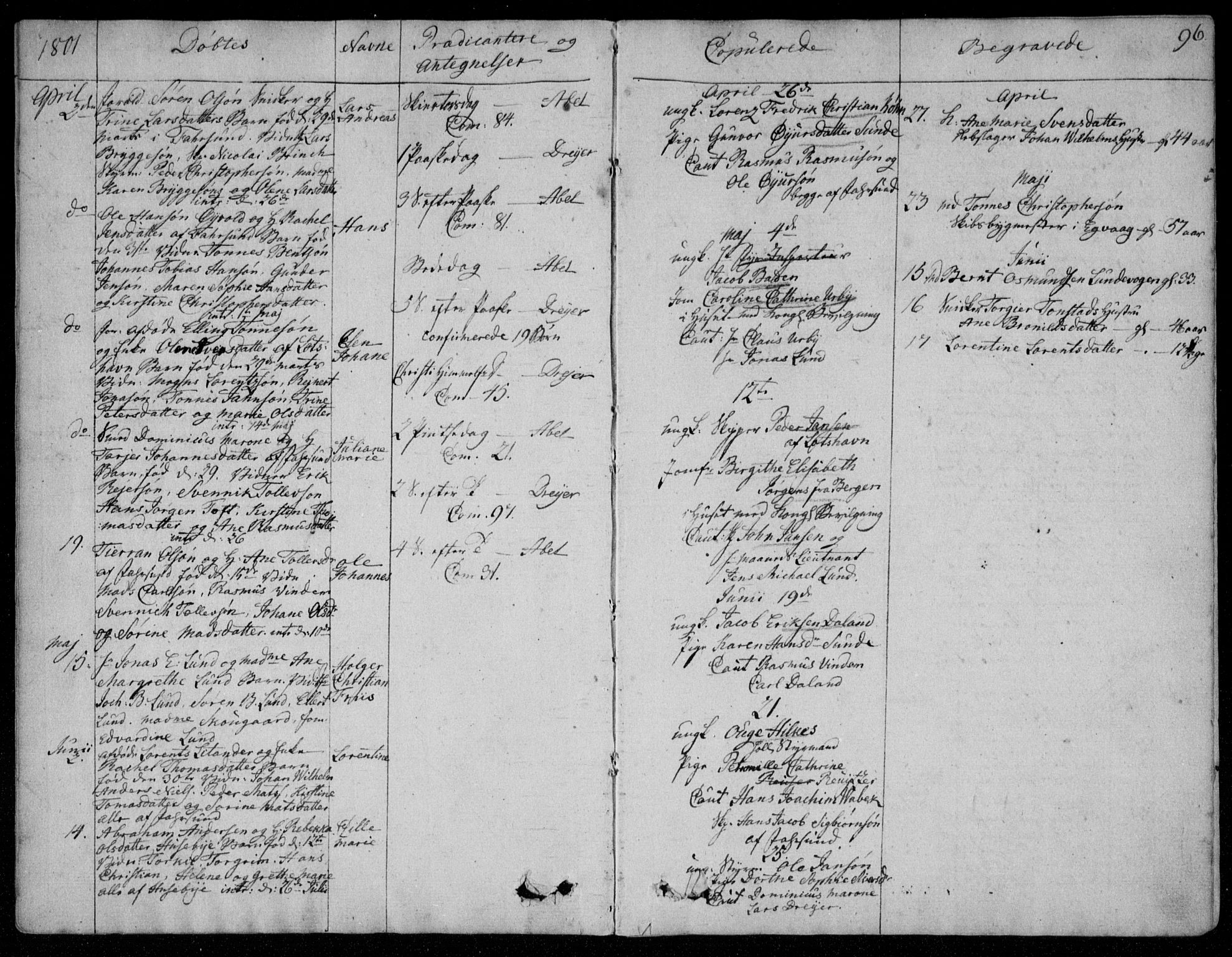 Farsund sokneprestkontor, SAK/1111-0009/F/Fa/L0001: Parish register (official) no. A 1, 1784-1815, p. 96