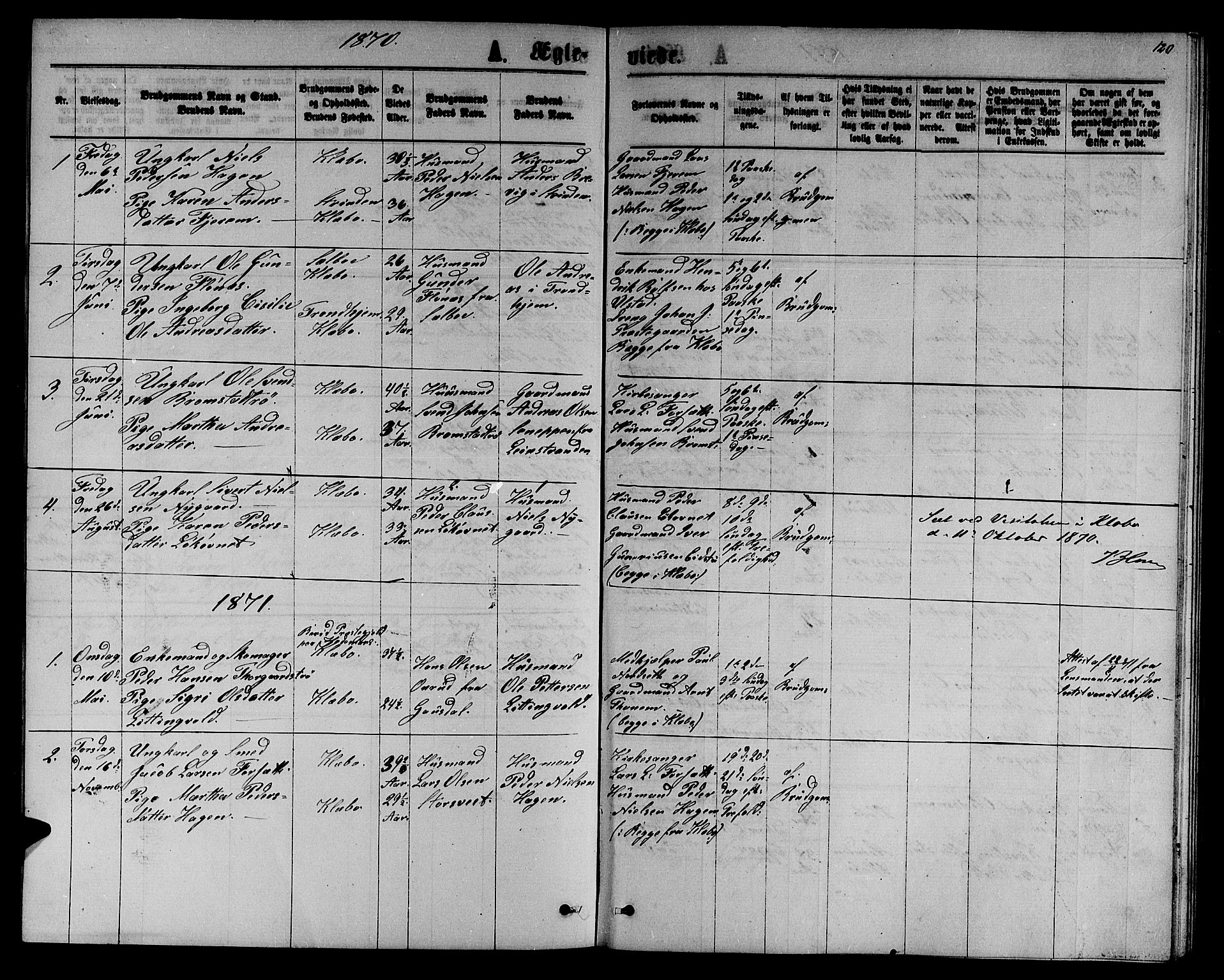 Ministerialprotokoller, klokkerbøker og fødselsregistre - Sør-Trøndelag, AV/SAT-A-1456/618/L0451: Parish register (copy) no. 618C02, 1865-1883, p. 120