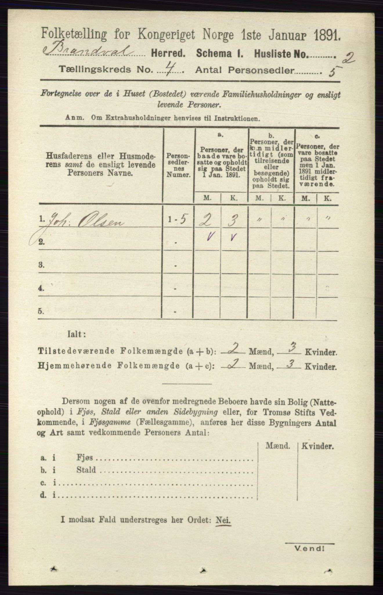 RA, 1891 census for 0422 Brandval, 1891, p. 1646