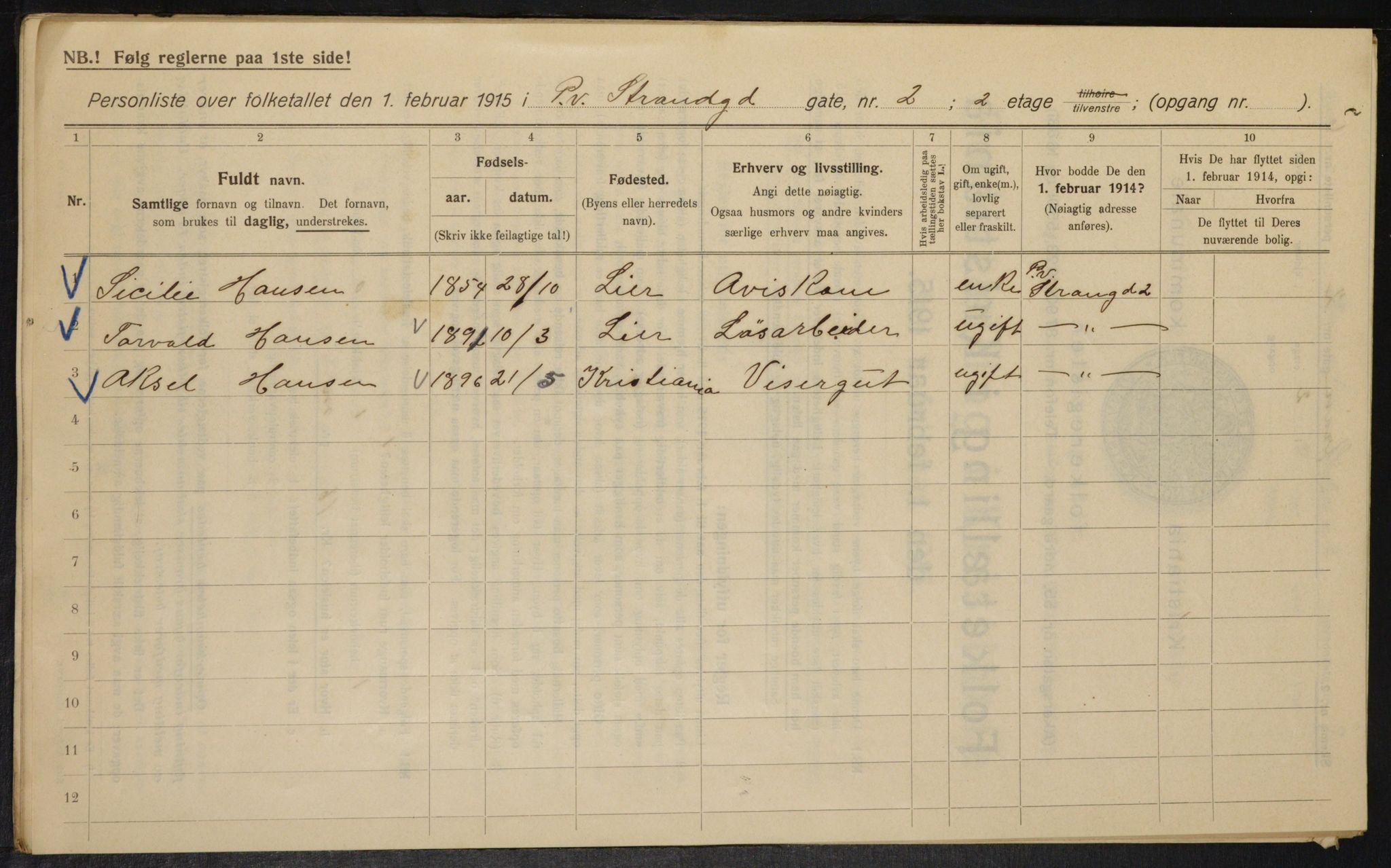 OBA, Municipal Census 1915 for Kristiania, 1915, p. 103855