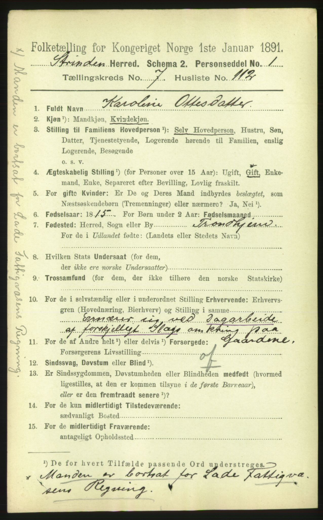 RA, 1891 census for 1660 Strinda, 1891, p. 6966