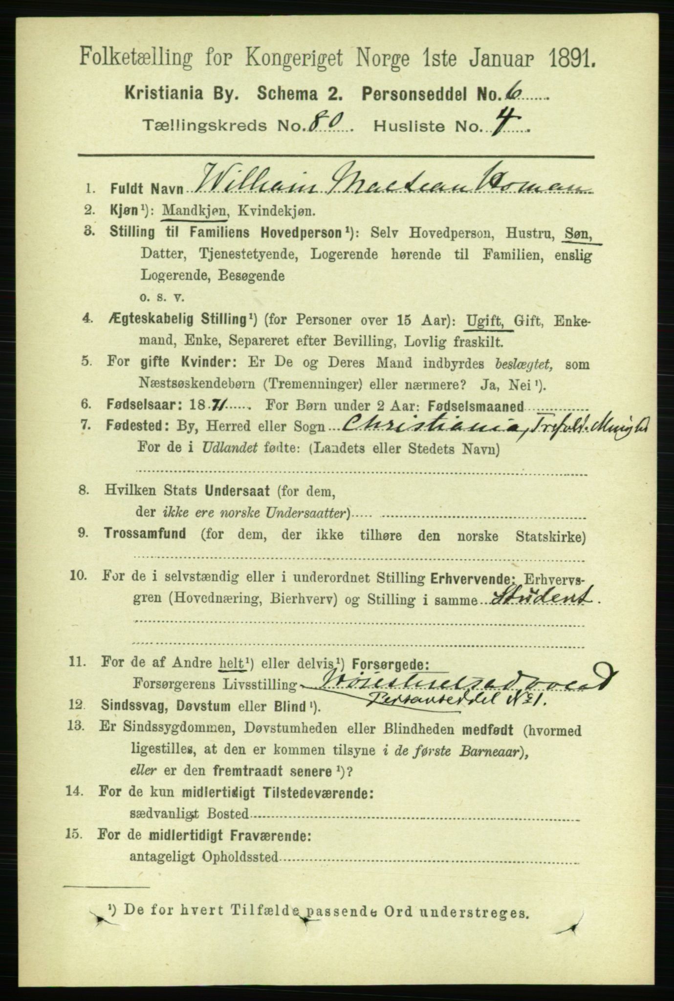 RA, 1891 census for 0301 Kristiania, 1891, p. 41307