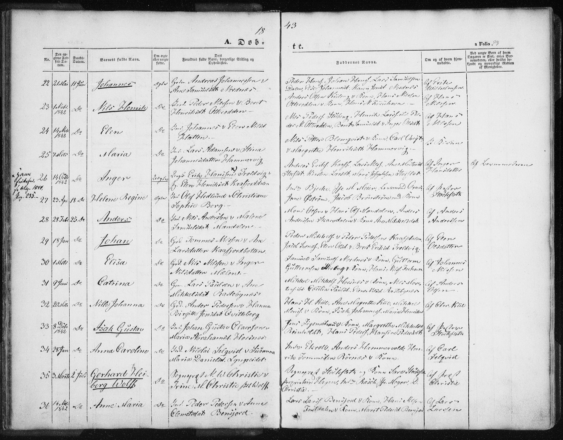Lyngen sokneprestembete, SATØ/S-1289/H/He/Hea/L0004kirke: Parish register (official) no. 4, 1839-1858, p. 23