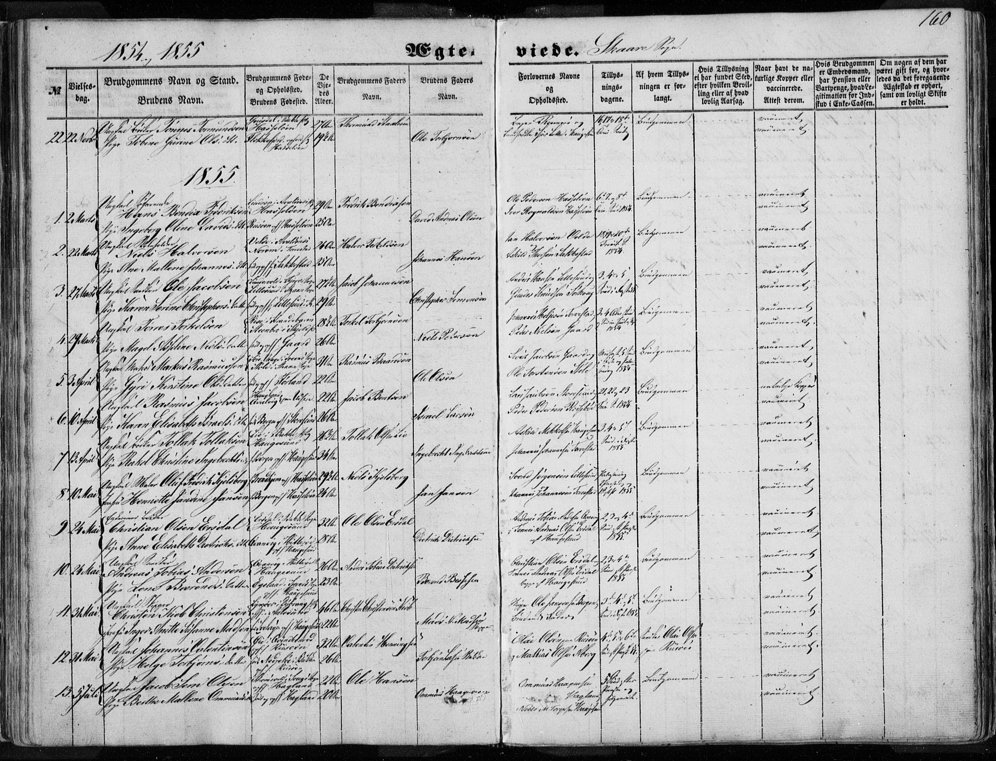 Torvastad sokneprestkontor, AV/SAST-A -101857/H/Ha/Haa/L0009: Parish register (official) no. A 9, 1847-1856, p. 160