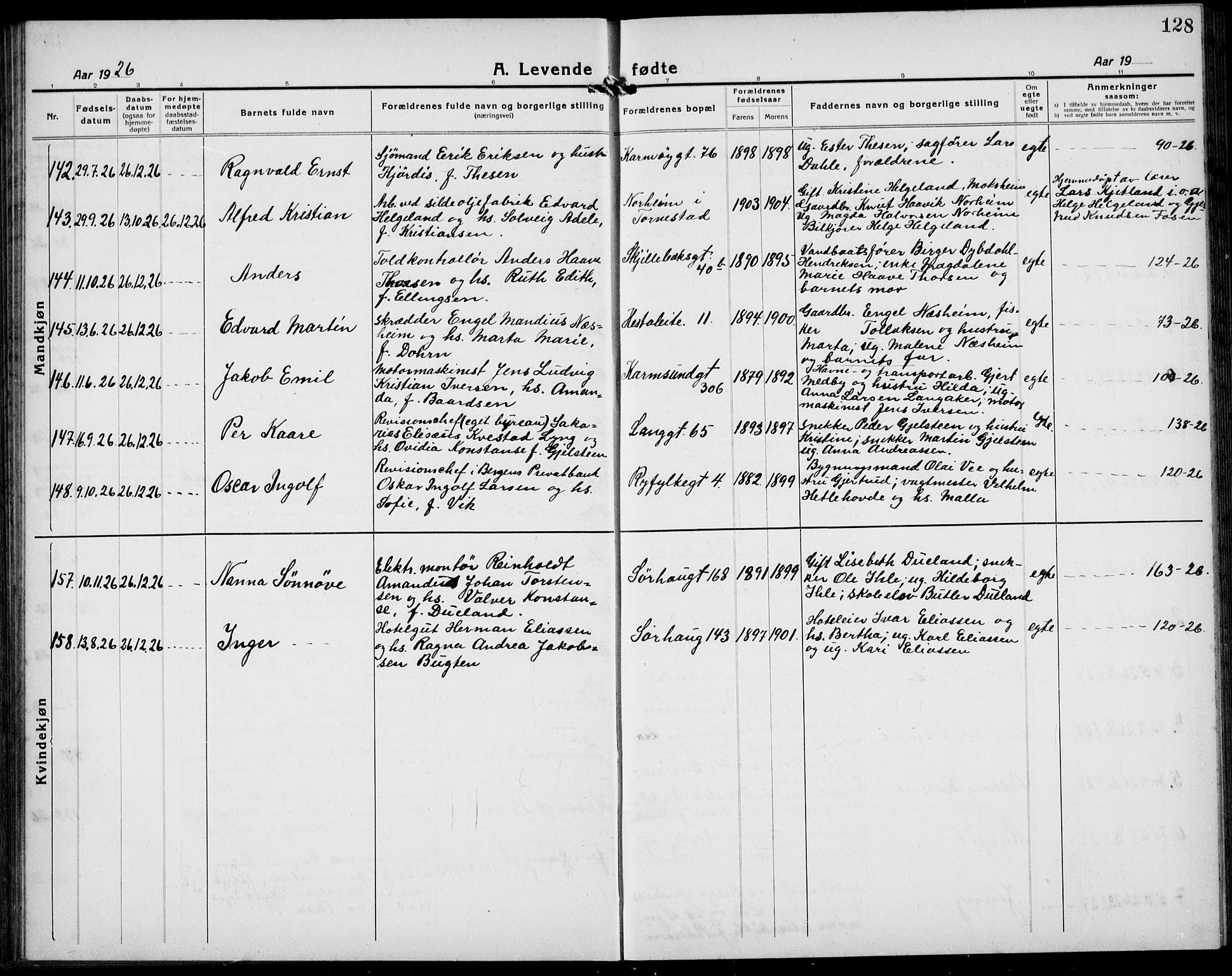 Haugesund sokneprestkontor, AV/SAST-A -101863/H/Ha/Hab/L0011: Parish register (copy) no. B 11, 1921-1934, p. 128