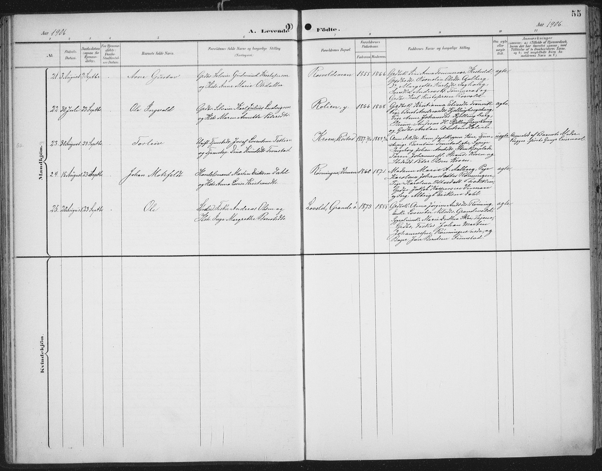 Ministerialprotokoller, klokkerbøker og fødselsregistre - Nord-Trøndelag, SAT/A-1458/701/L0011: Parish register (official) no. 701A11, 1899-1915, p. 55