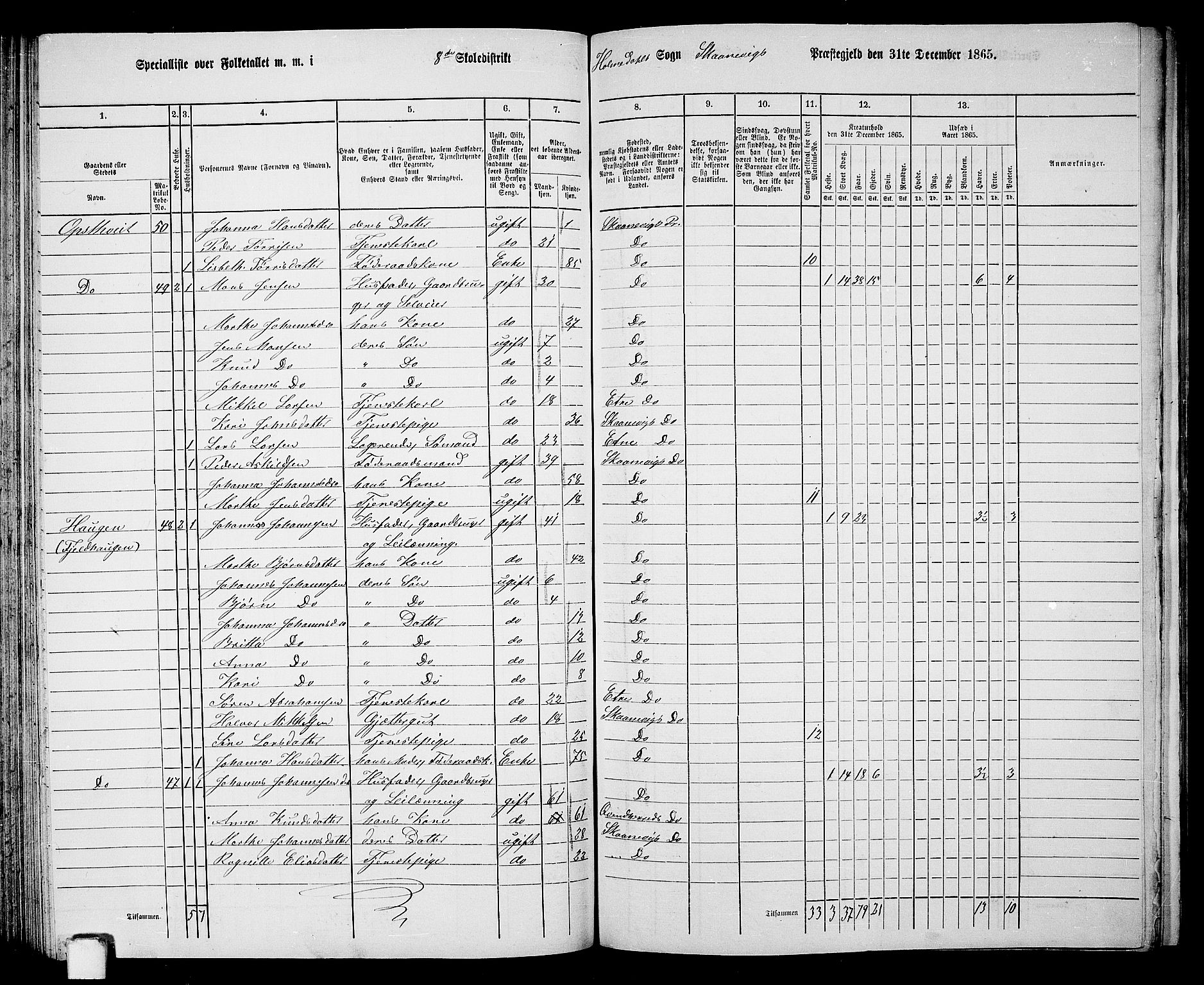 RA, 1865 census for Skånevik, 1865, p. 124