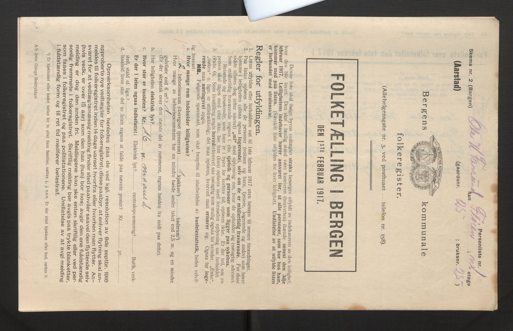 SAB, Municipal Census 1917 for Bergen, 1917, p. 54175