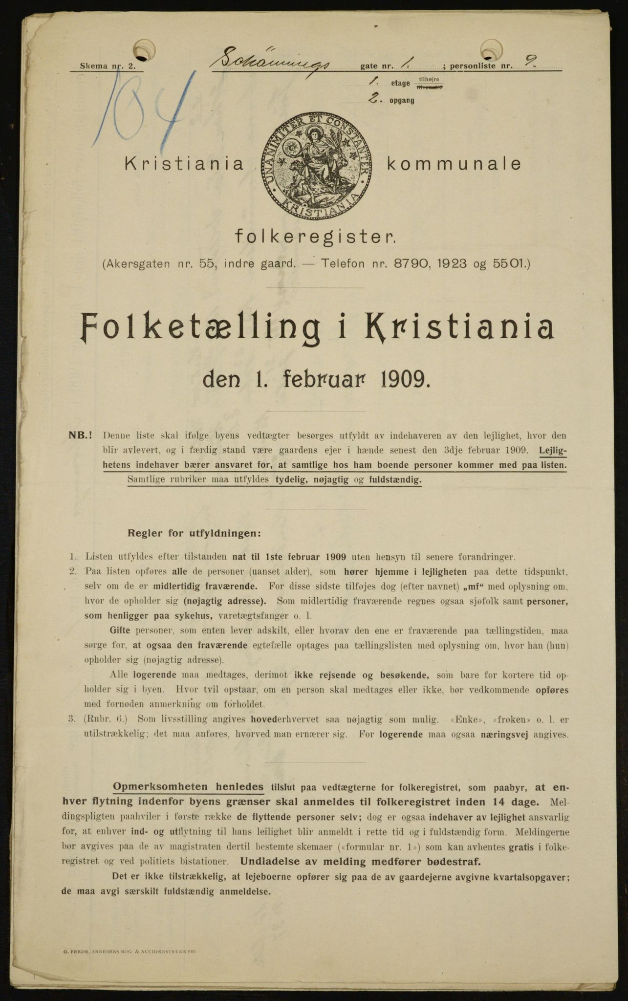 OBA, Municipal Census 1909 for Kristiania, 1909, p. 84718