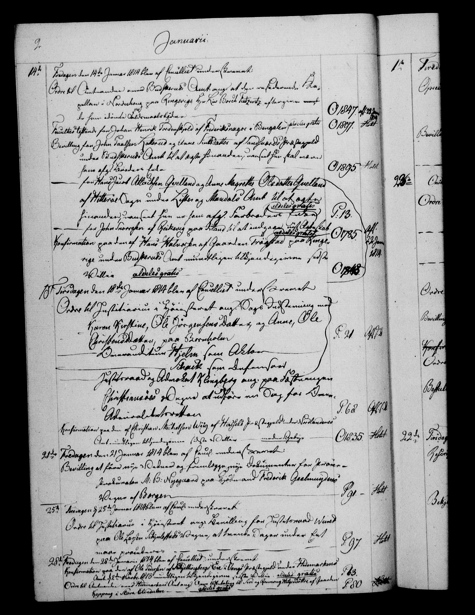 Danske Kanselli 1800-1814, AV/RA-EA-3024/H/Hf/Hfb/Hfbc/L0015: Underskrivelsesbok m. register, 1814, p. 2