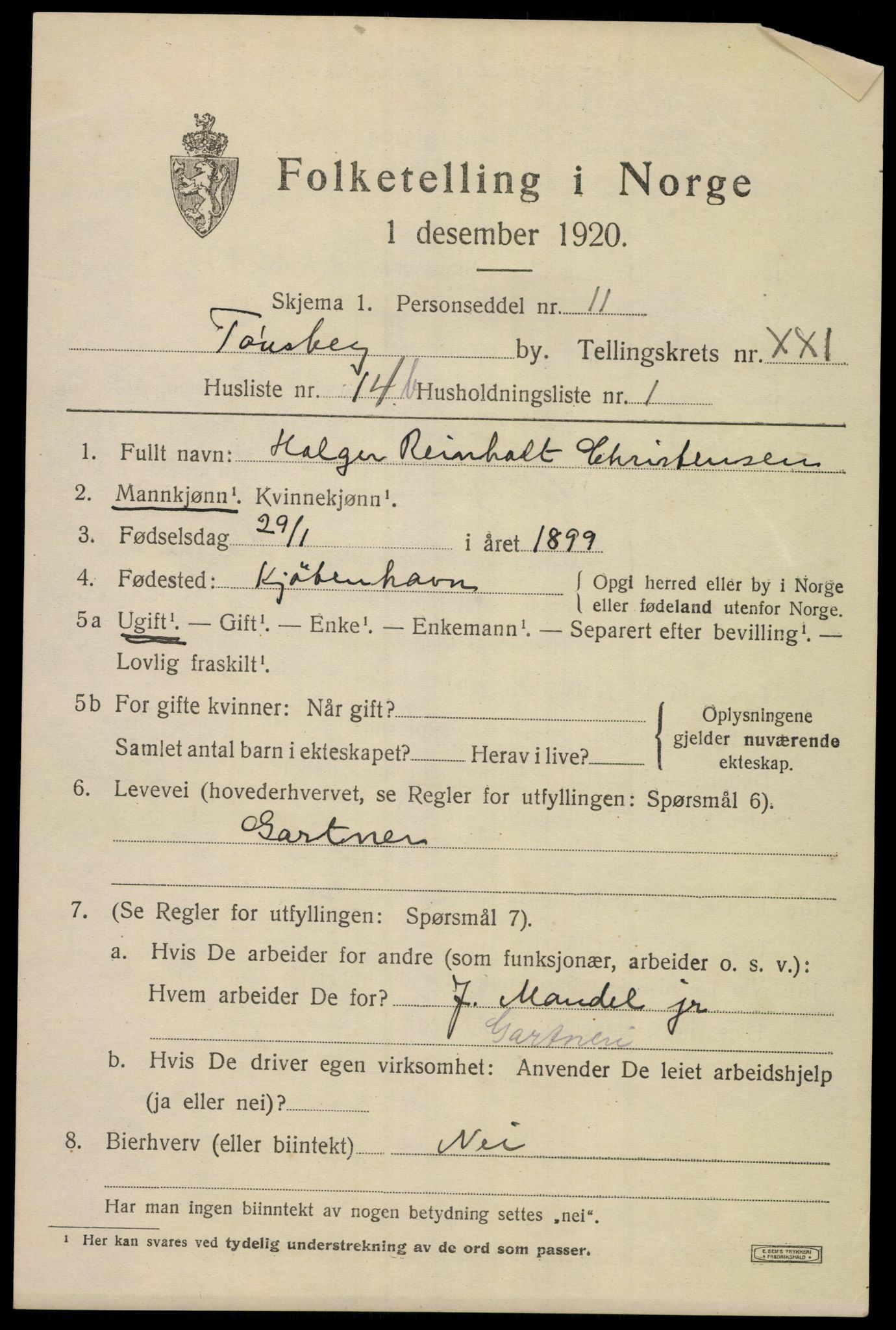 SAKO, 1920 census for Tønsberg, 1920, p. 30585