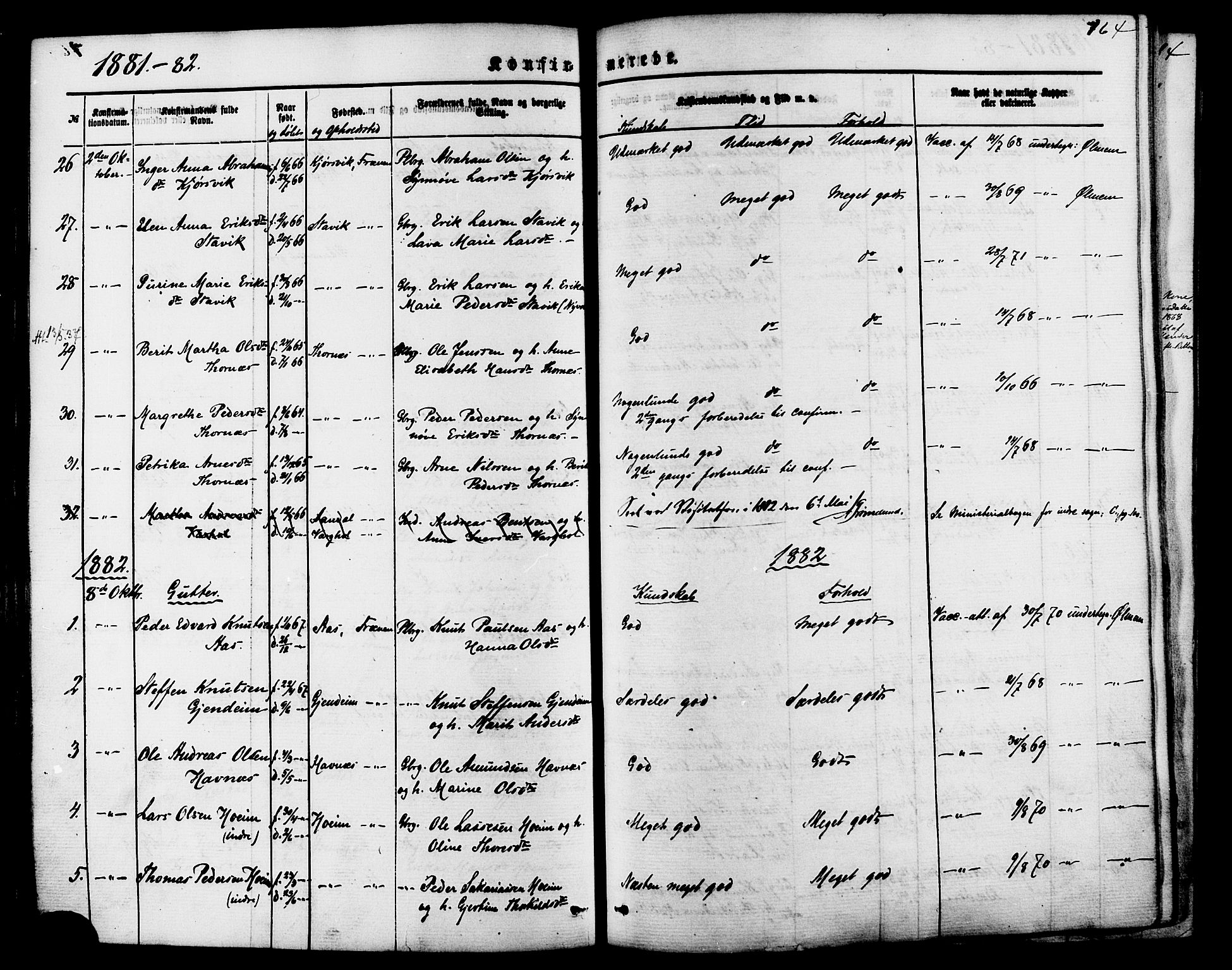 Ministerialprotokoller, klokkerbøker og fødselsregistre - Møre og Romsdal, SAT/A-1454/565/L0749: Parish register (official) no. 565A03, 1871-1886, p. 164