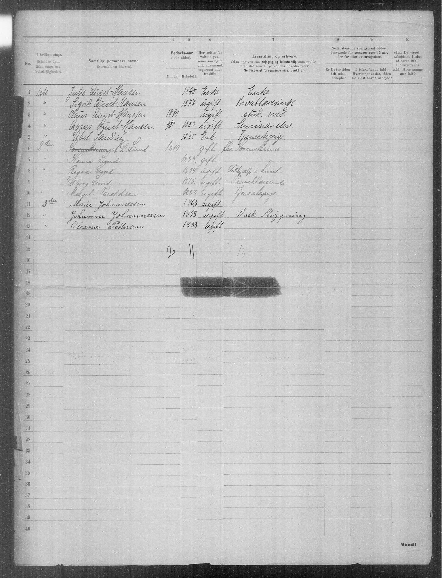 OBA, Municipal Census 1902 for Kristiania, 1902, p. 22745