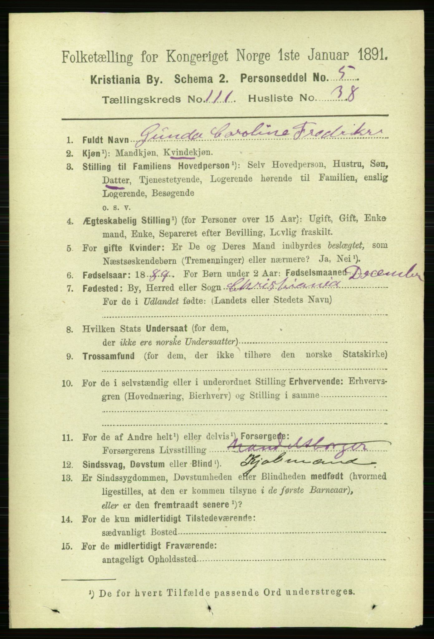 RA, 1891 census for 0301 Kristiania, 1891, p. 58925