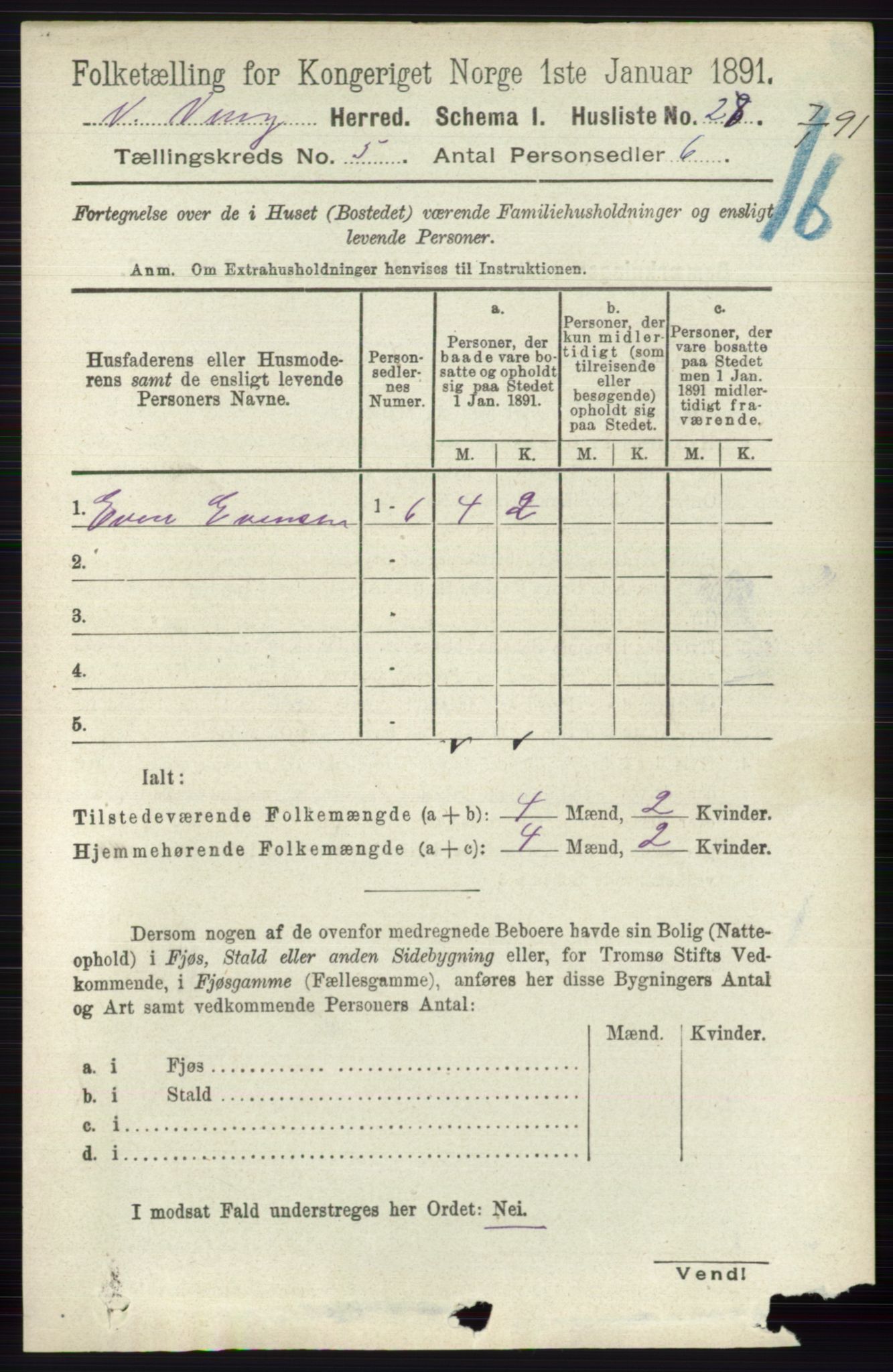 RA, 1891 census for 0545 Vang, 1891, p. 1034