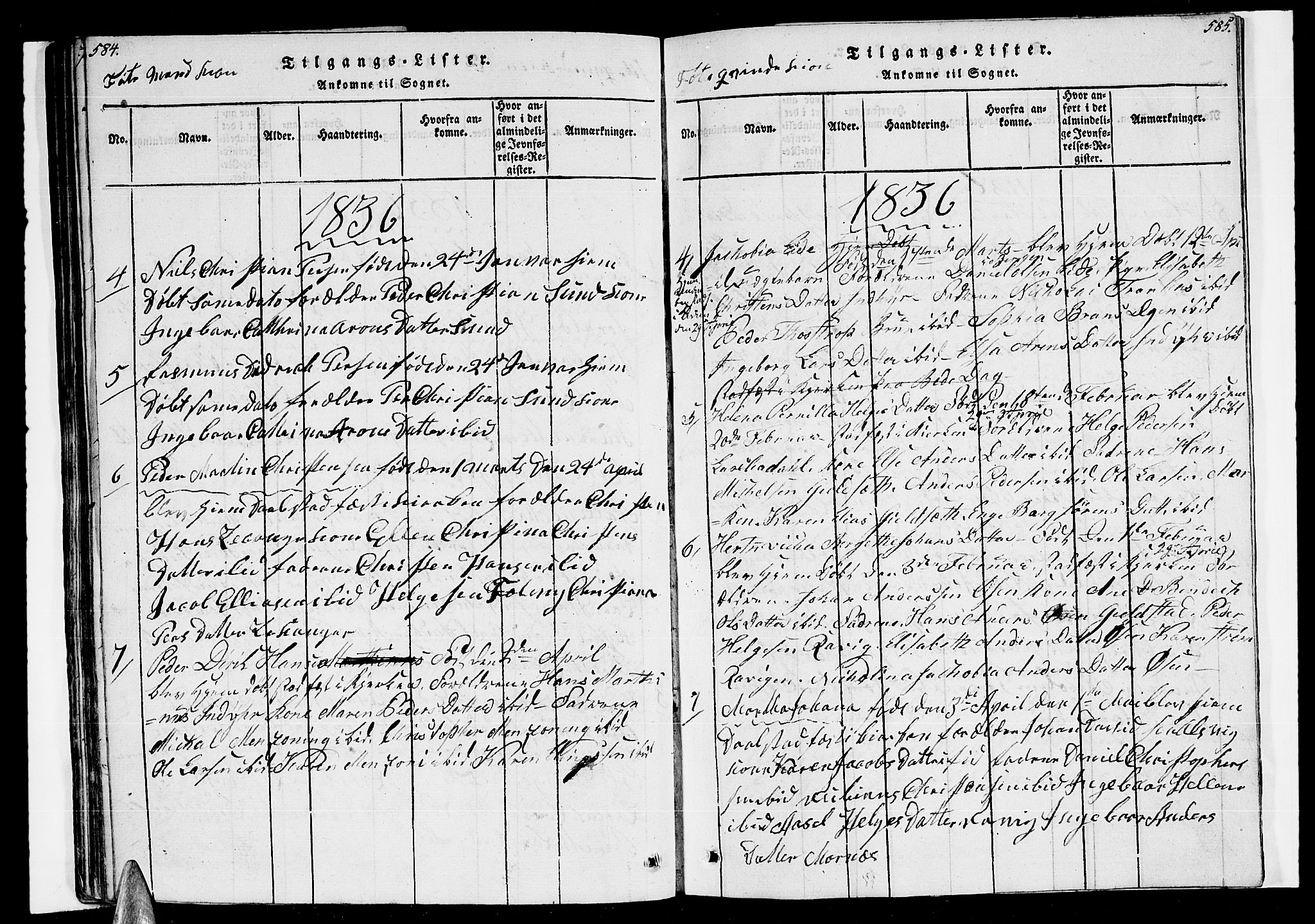 Ministerialprotokoller, klokkerbøker og fødselsregistre - Nordland, AV/SAT-A-1459/805/L0105: Parish register (copy) no. 805C01, 1820-1839, p. 584-585