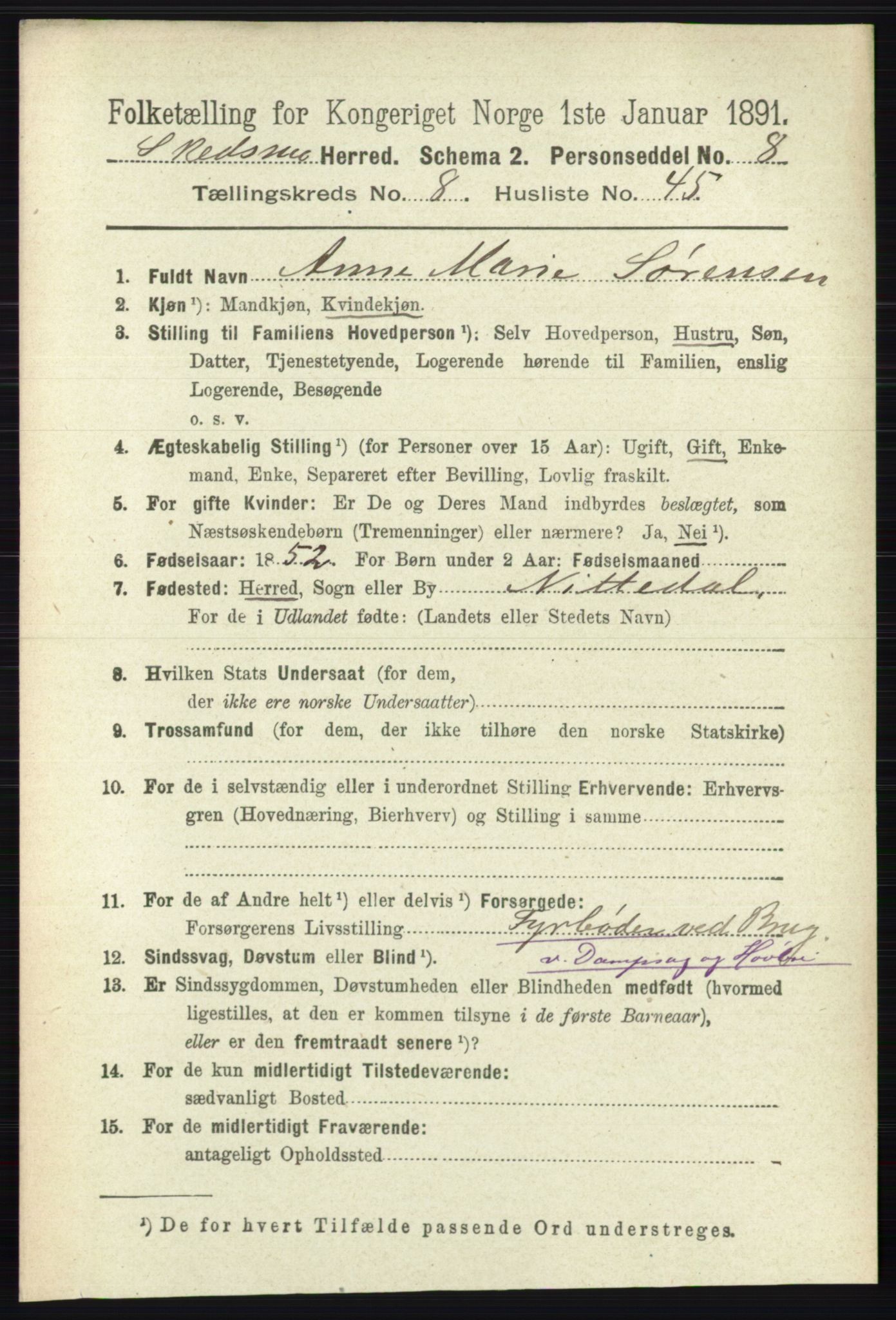 RA, 1891 census for 0231 Skedsmo, 1891, p. 4445