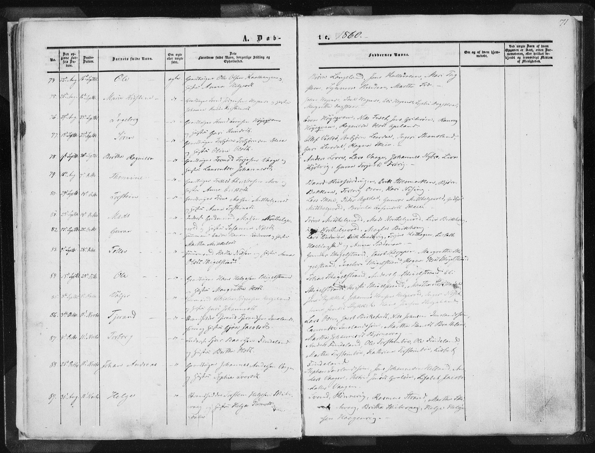 Vikedal sokneprestkontor, AV/SAST-A-101840/01/IV: Parish register (official) no. A 6.1, 1851-1867, p. 71