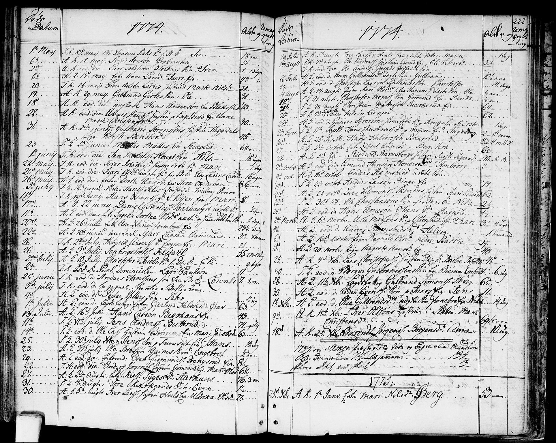 Asker prestekontor Kirkebøker, SAO/A-10256a/F/Fa/L0003: Parish register (official) no. I 3, 1767-1807, p. 222