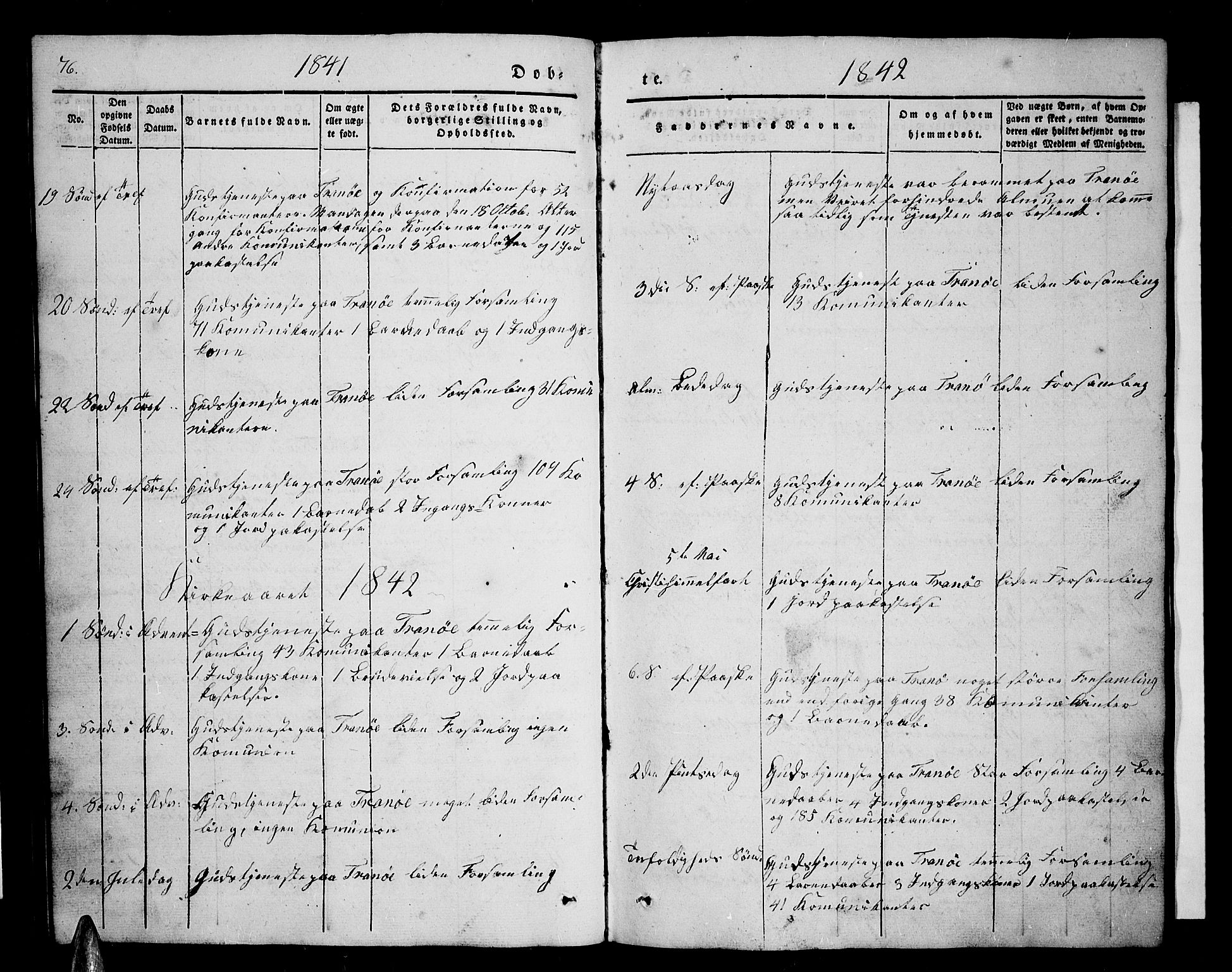 Tranøy sokneprestkontor, SATØ/S-1313/I/Ia/Iab/L0001klokker: Parish register (copy) no. 1, 1835-1853, p. 76