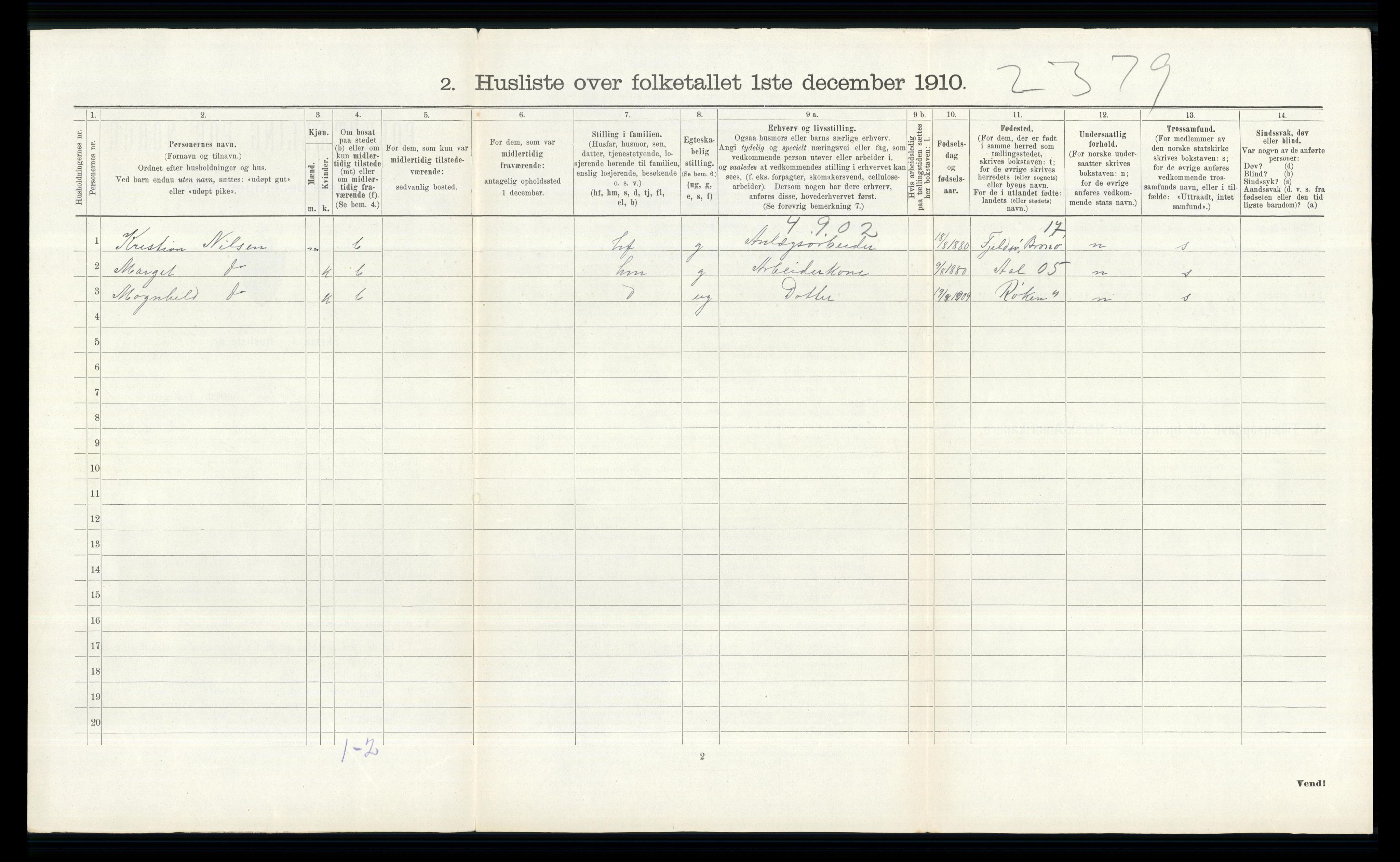 RA, 1910 census for Hol, 1910, p. 118