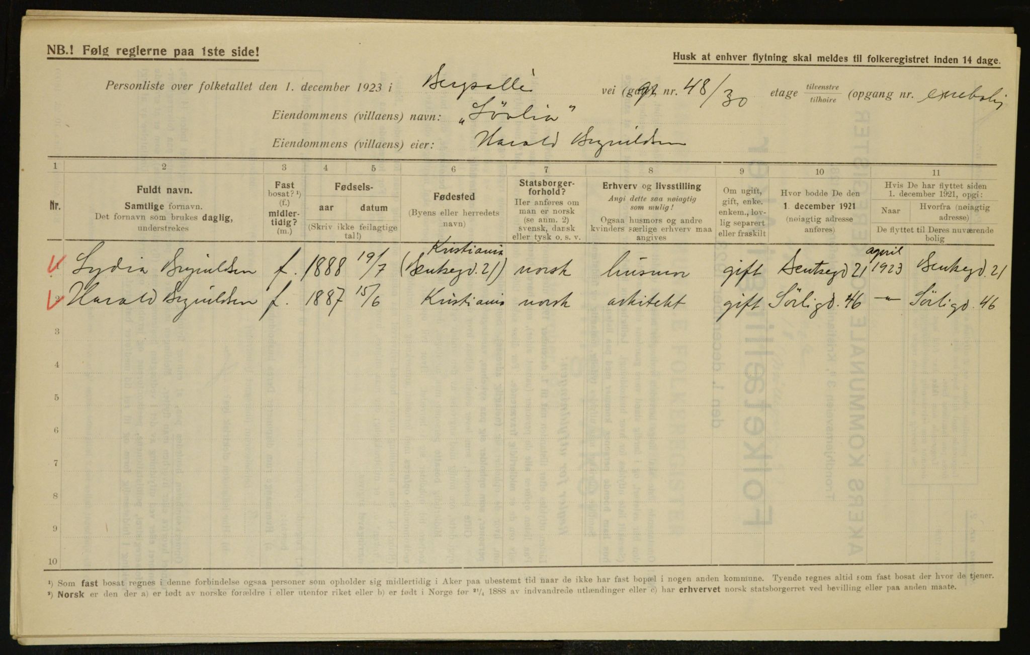 , Municipal Census 1923 for Aker, 1923, p. 7769