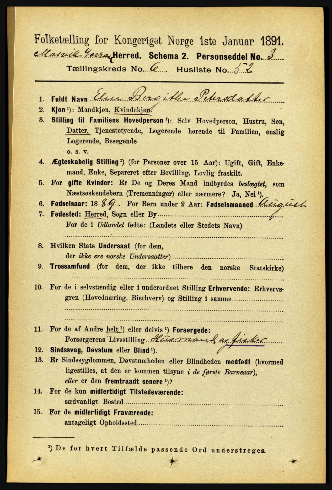 RA, 1891 census for 1723 Mosvik og Verran, 1891, p. 2829