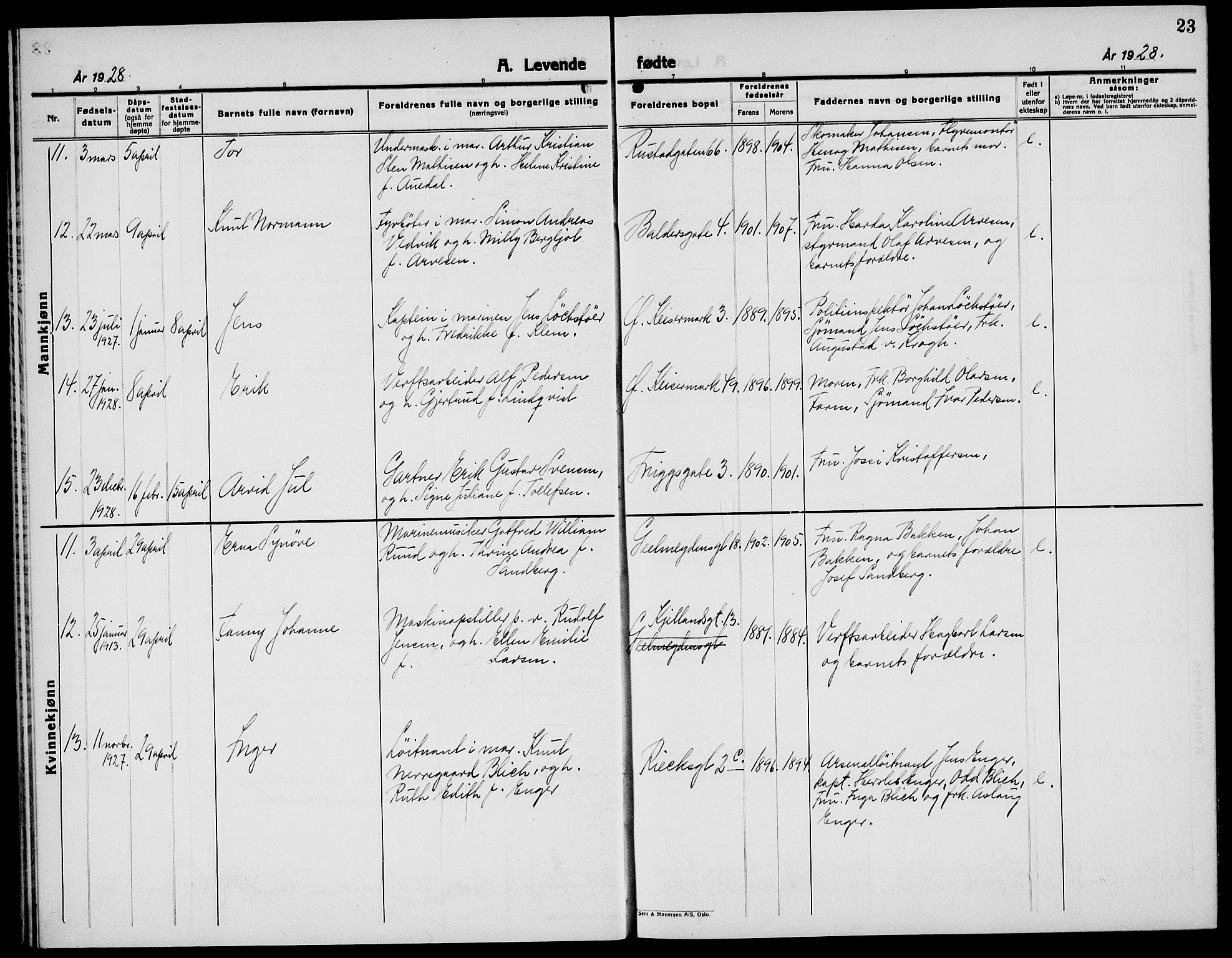 Horten kirkebøker, AV/SAKO-A-348/G/Ga/L0009: Parish register (copy) no. 9, 1926-1936, p. 23