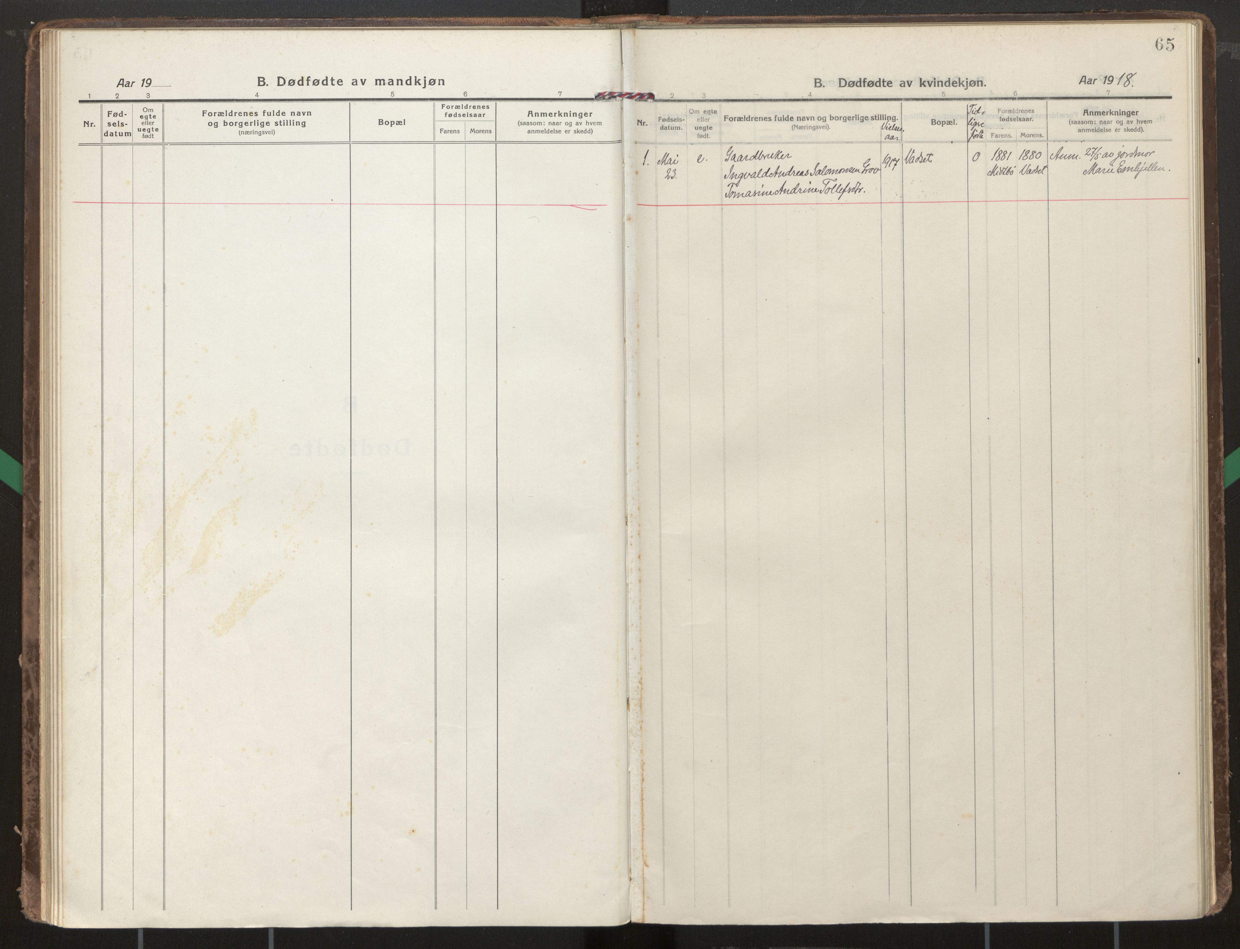 Kinn sokneprestembete, SAB/A-80801/H/Haa/Haae/L0002: Parish register (official) no. E 2, 1917-1937, p. 65