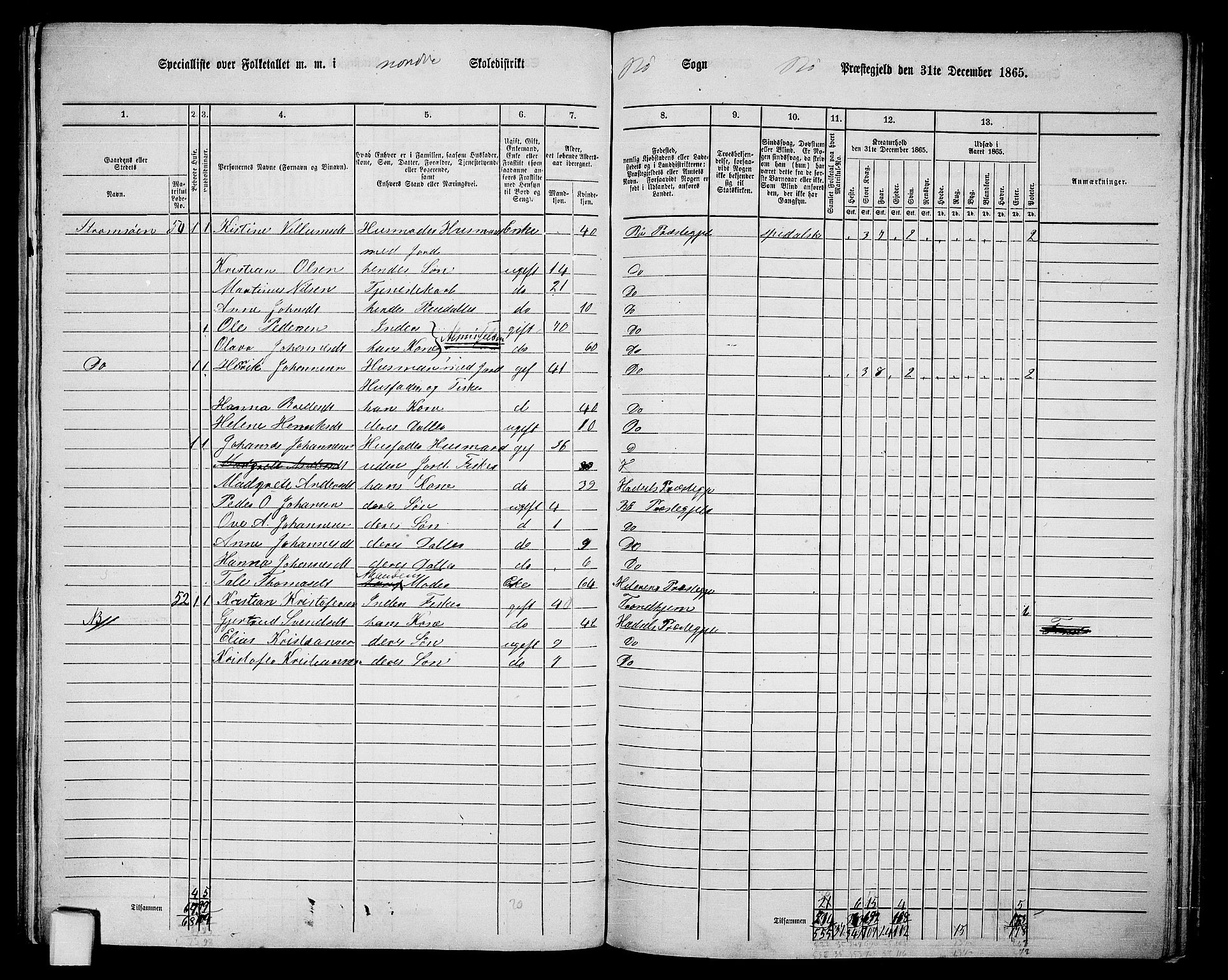 RA, 1865 census for Bø, 1865, p. 27