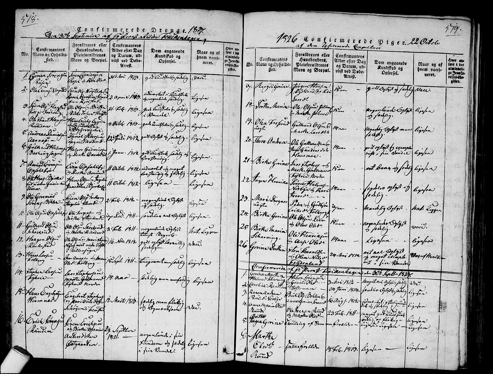 Nes prestekontor Kirkebøker, SAO/A-10410/G/Ga/L0001: Parish register (copy) no. I 1, 1815-1835, p. 518-519